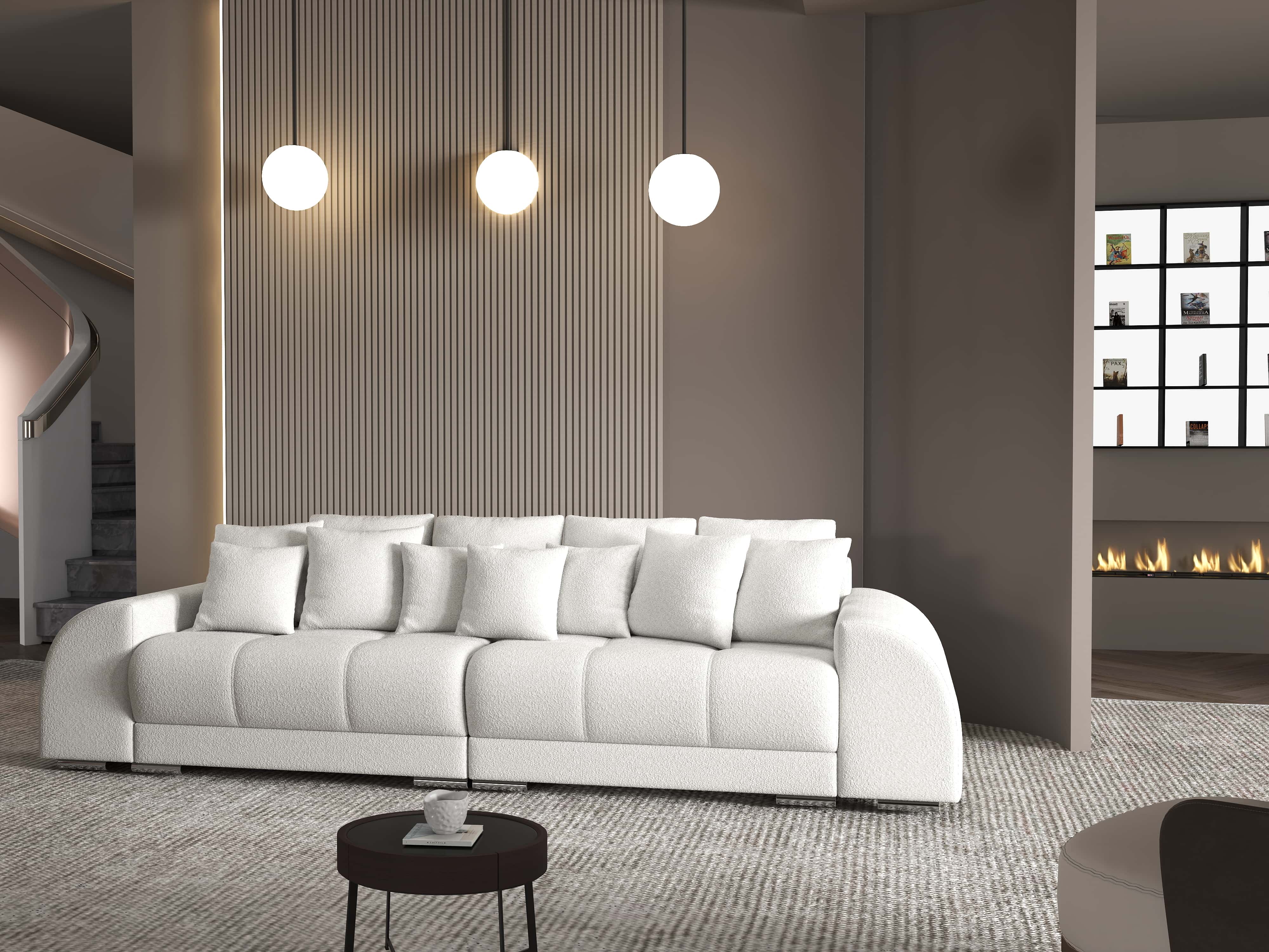 Canapea extensibilă dumonde cu 2 lăzi de depozitare si sezut confortabil din spuma HR, Verona Euphoria Ivory 310x100 cm Fabrica