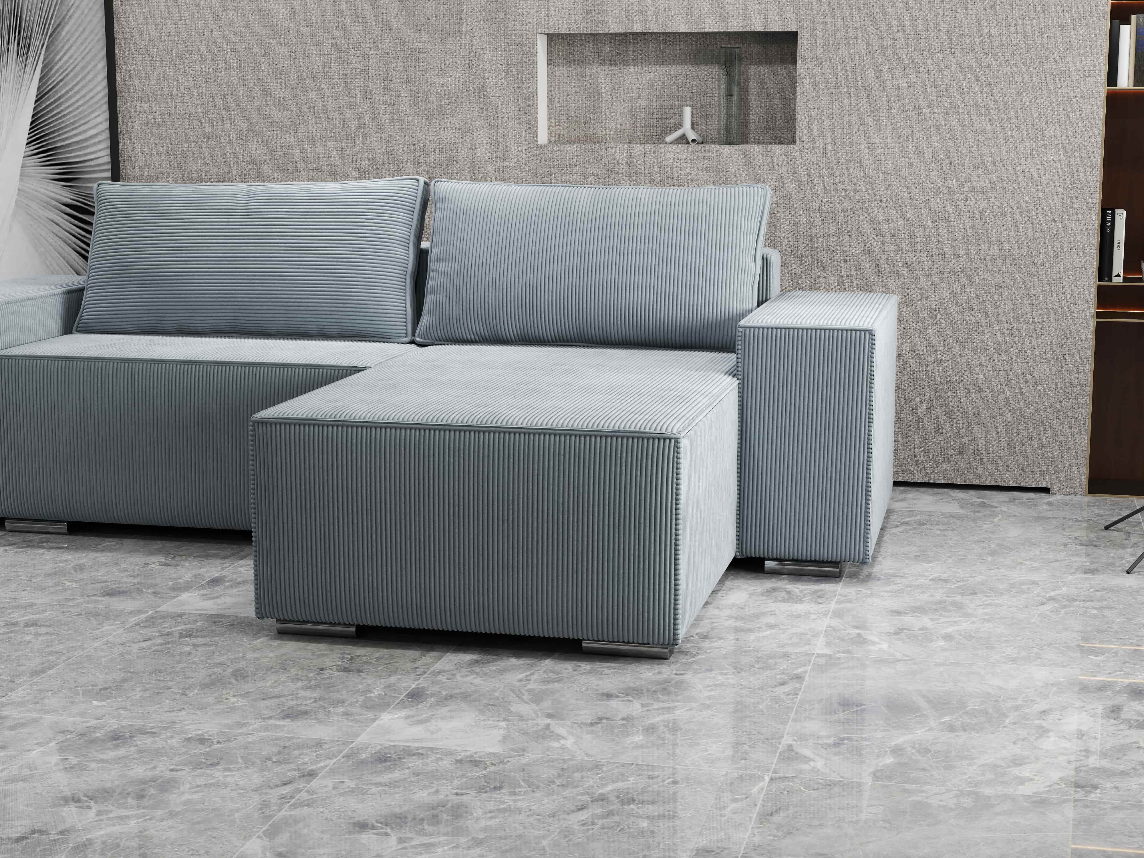 Colțar extensibil dumonde cu ladă de depozitare si sezut confortabil din spuma HR, Dream Zoom Grey 290x185 cm II Fabrica