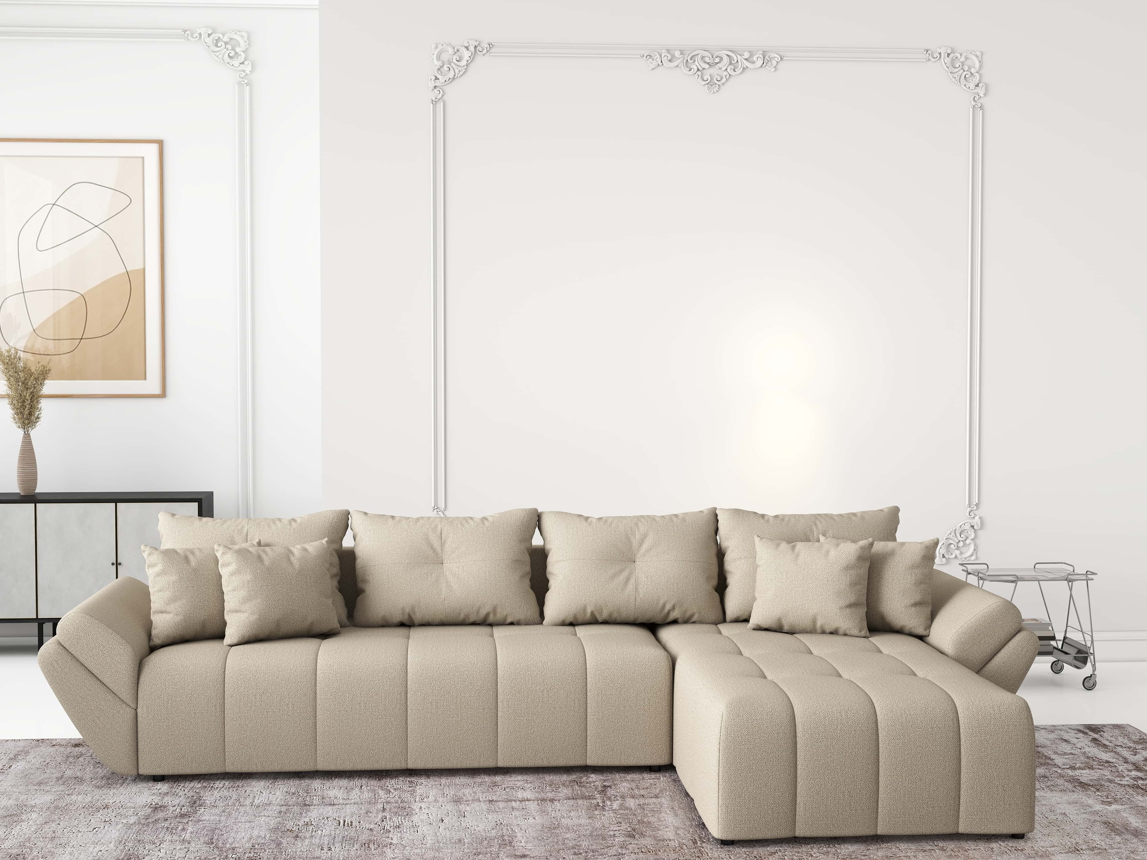 Colțar extensibil dumonde cu ladă de depozitare si sezut confortabil din spuma HR, Berlin XL Enjoy Camel 350x185 cm II Fabrica