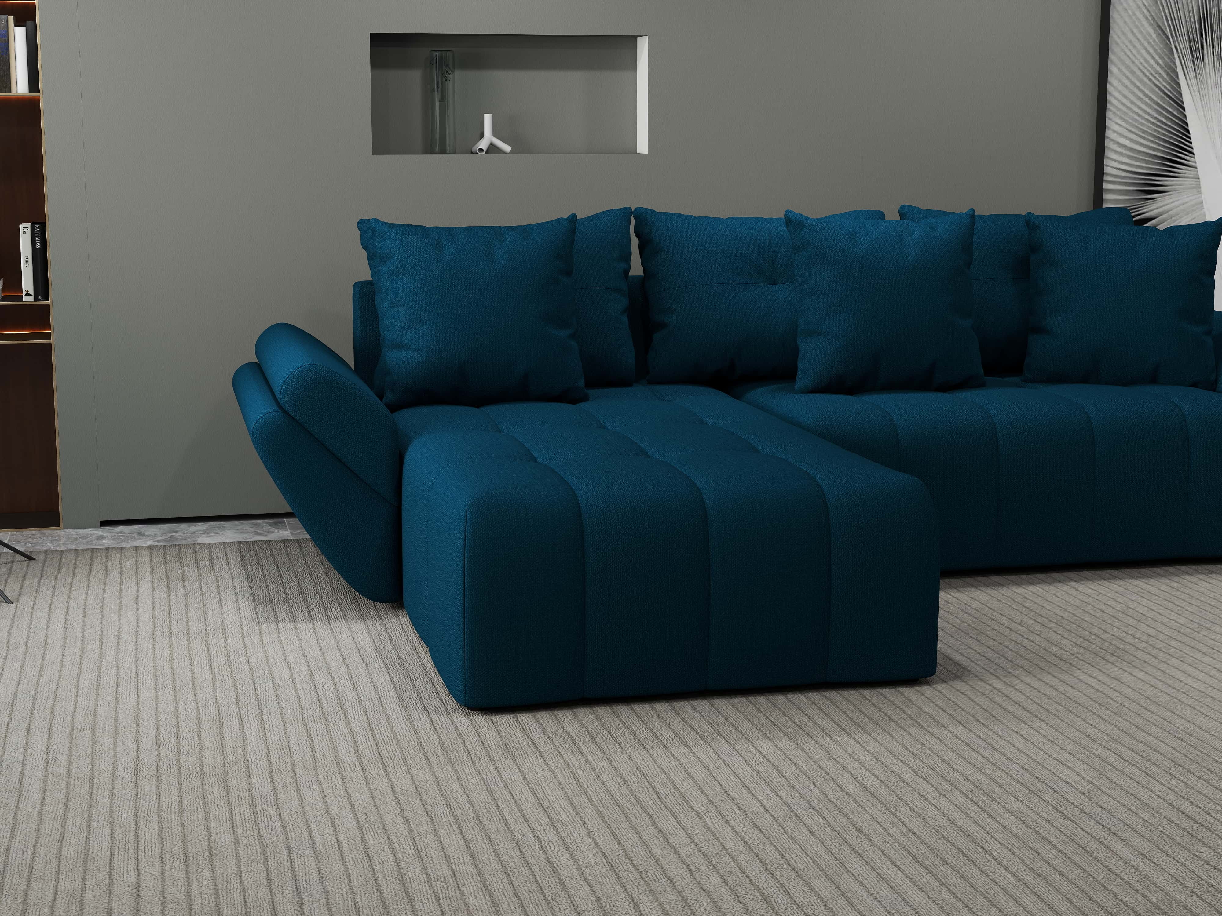 Colțar extensibil dumonde cu ladă de depozitare si sezut confortabil din spuma HR, Berlin Enjoy Petrol 280x185 cm Fabrica