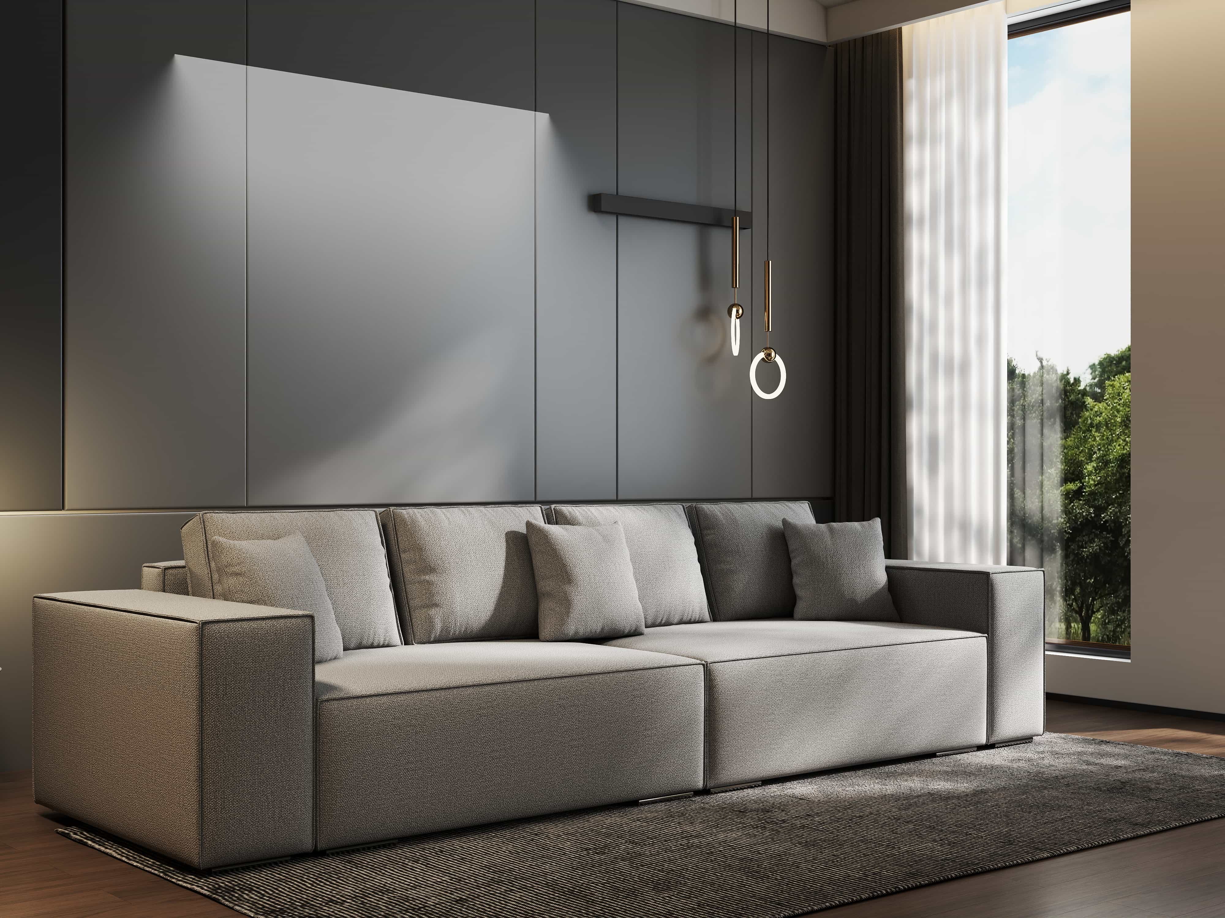 Canapea extensibilă dumonde cu ladă de depozitare si sezut confortabil din spuma HR, Dream Enjoy Gri 310x100 cm Fabrica