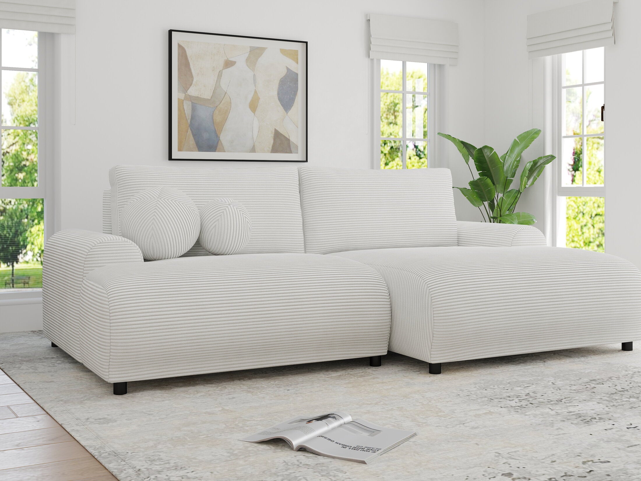 Colțar extensibil dumonde cu ladă de depozitare și șezut confortabil din spumă HR, Carlo Zoom Gri 240x145 cm II