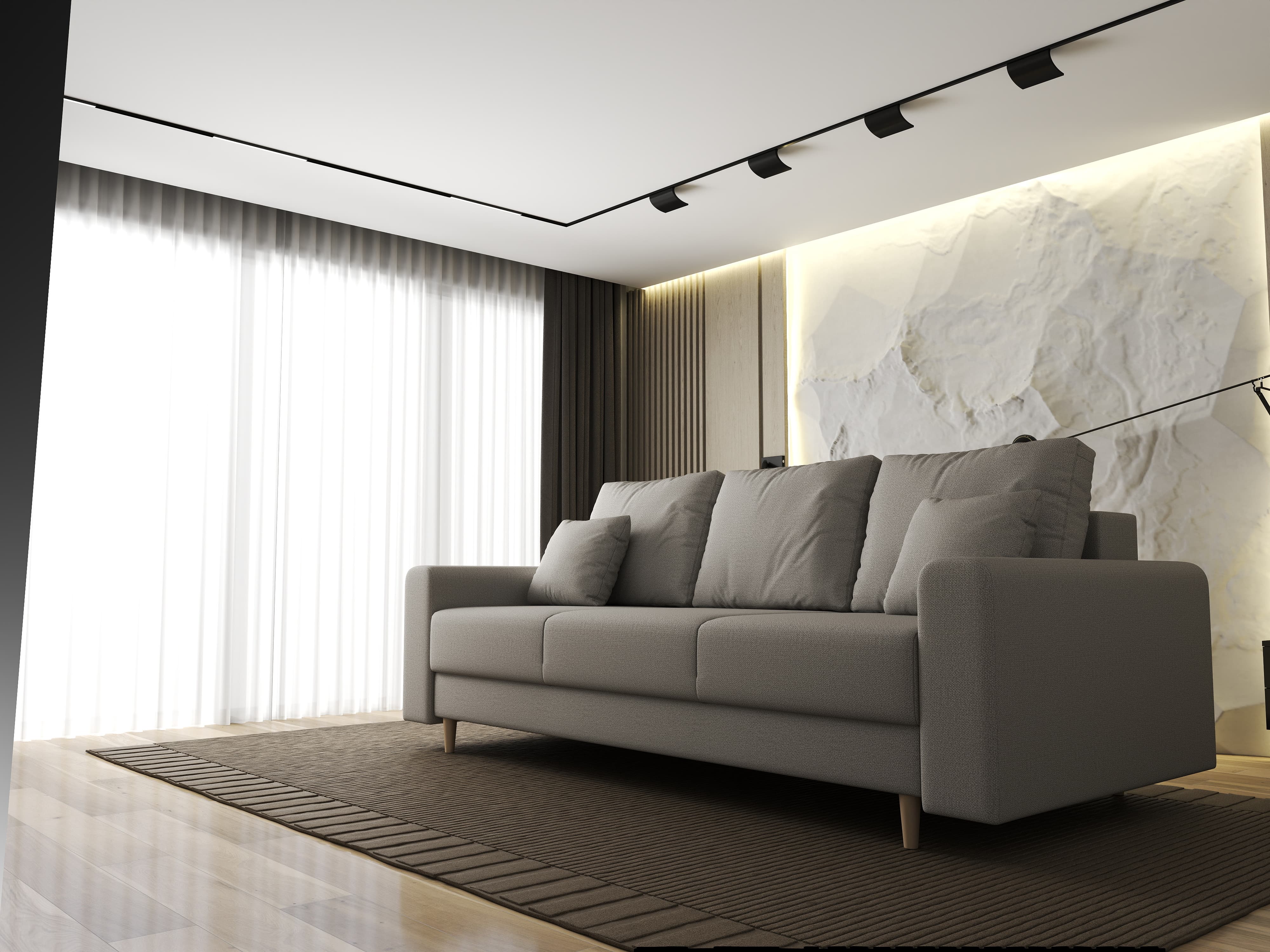 Canapea extensibilă dumonde cu ladă de depozitare si sezut confortabil din spuma HR, Kronos Enjoy Bej 210x100 cm fabrica
