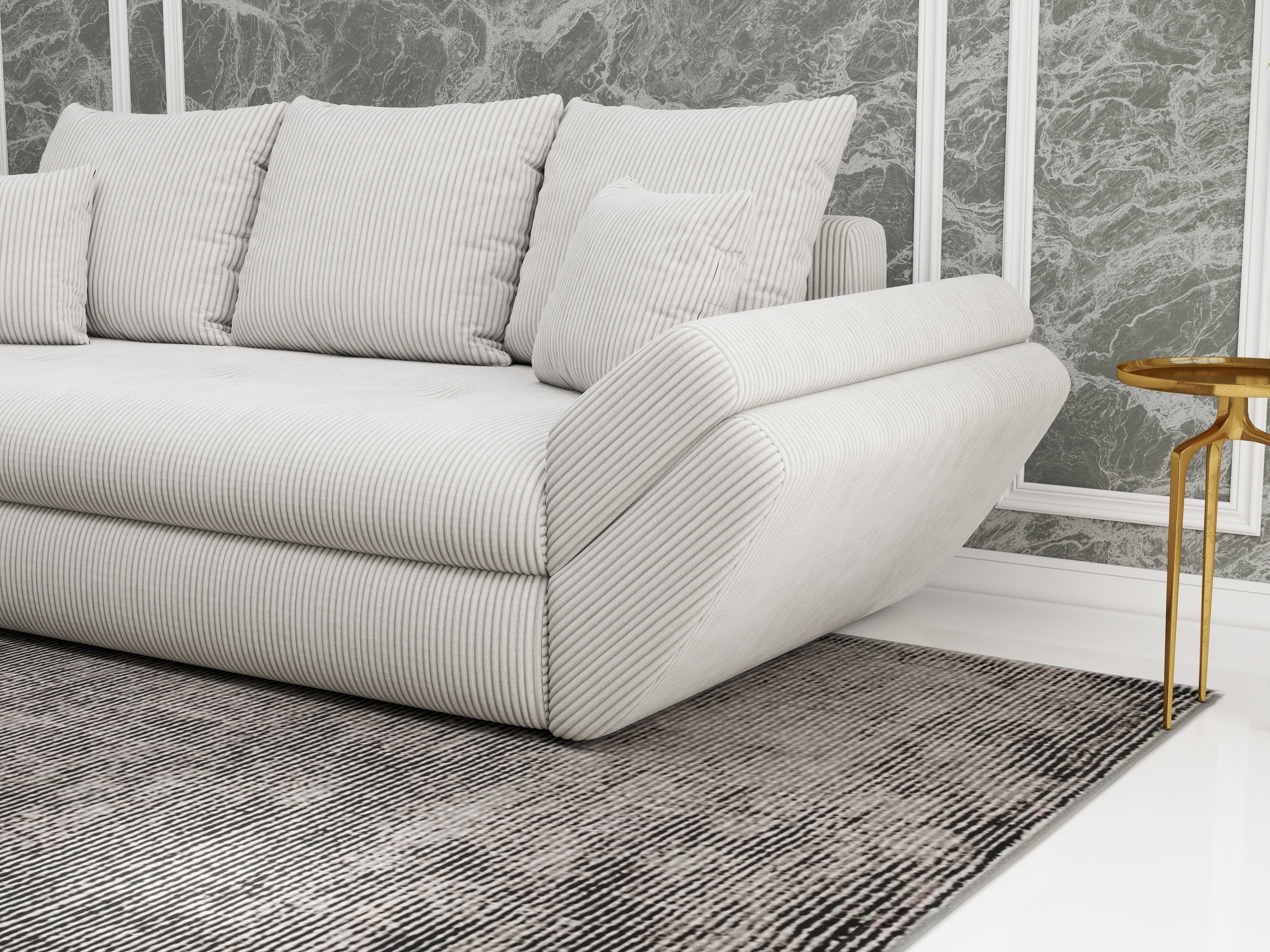 Canapea extensibilă dumonde cu ladă de depozitare si sezut confortabil din spuma HR, Loana Zoom Cream 250x100 cm Fabrica