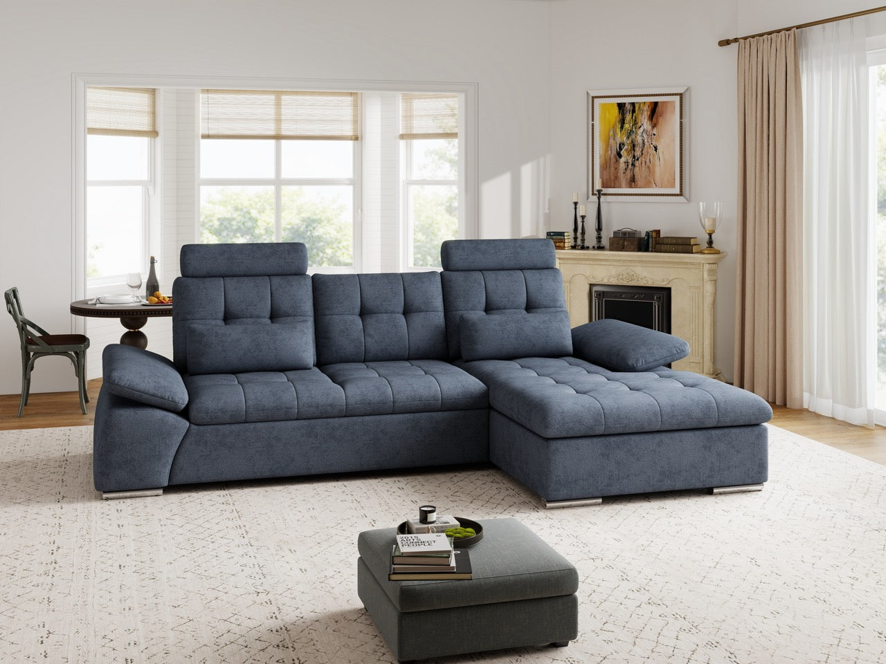 Colțar extensibil dumonde cu ladă de depozitare și șezut confortabil din spumă HR, Merkur Enjoy Antracit 270x168 cm II