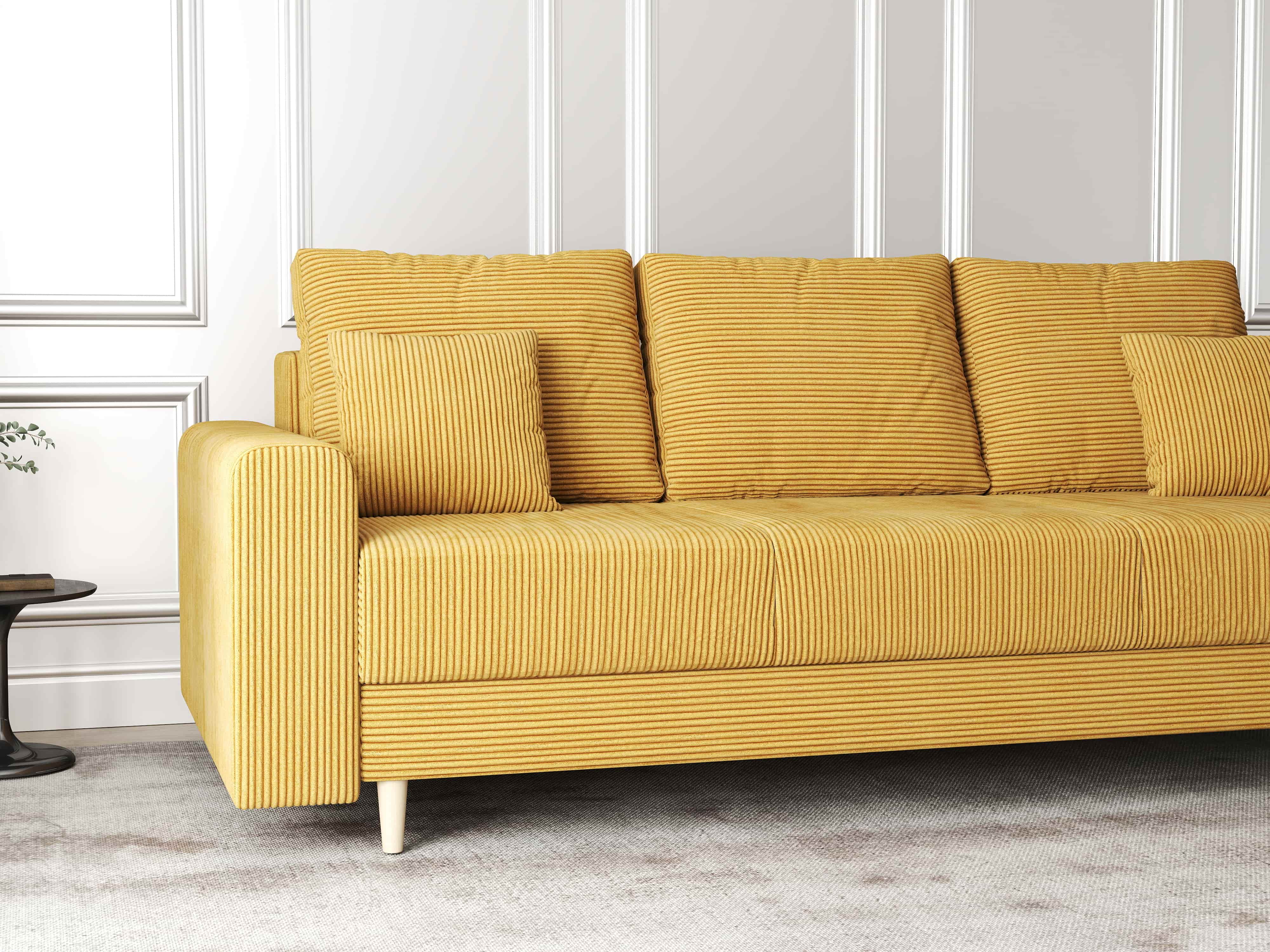 Canapea extensibilă dumonde cu ladă de depozitare si sezut confortabil din spuma HR, Kronos Zoom Mustar 210x100 cm fabrica