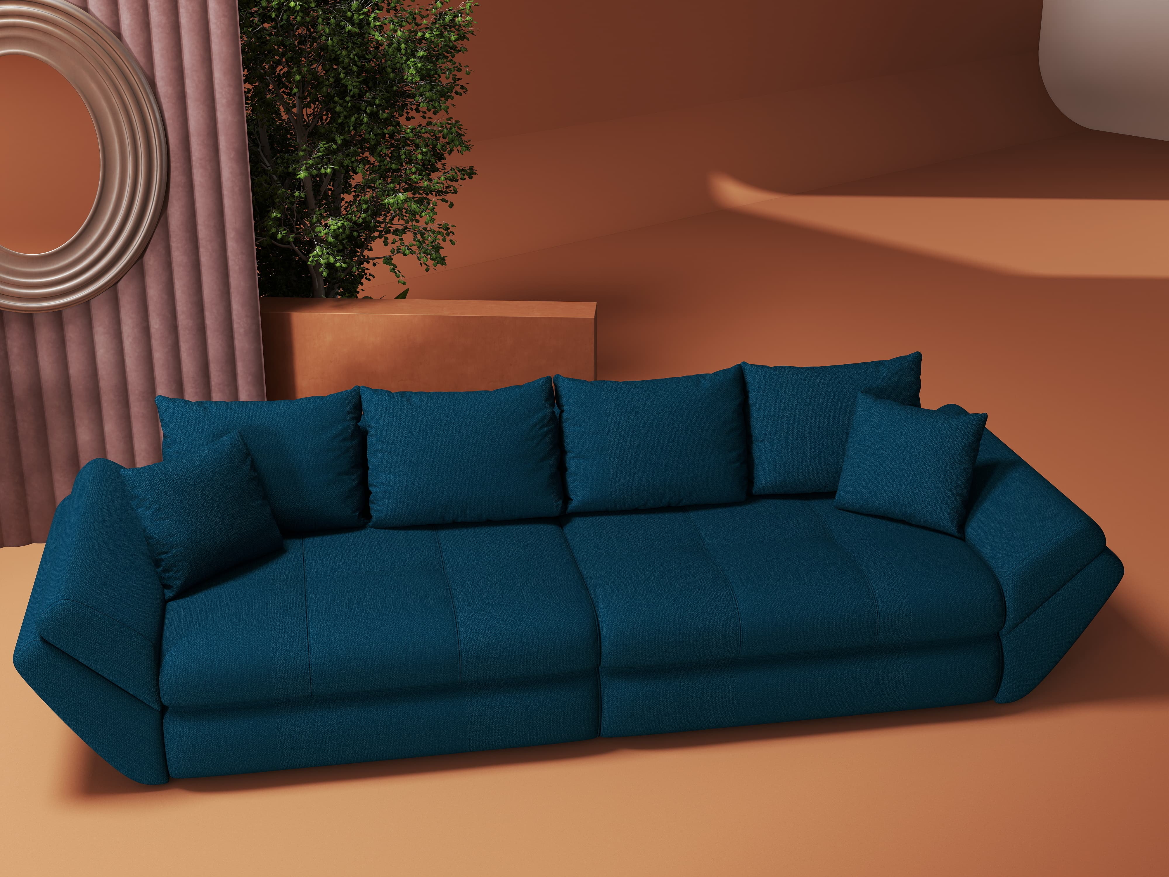 Canapea extensibilă dumonde cu ladă de depozitare si sezut confortabil din spuma HR, Loana Enjoy Petrol 300x100 cm Fabrica