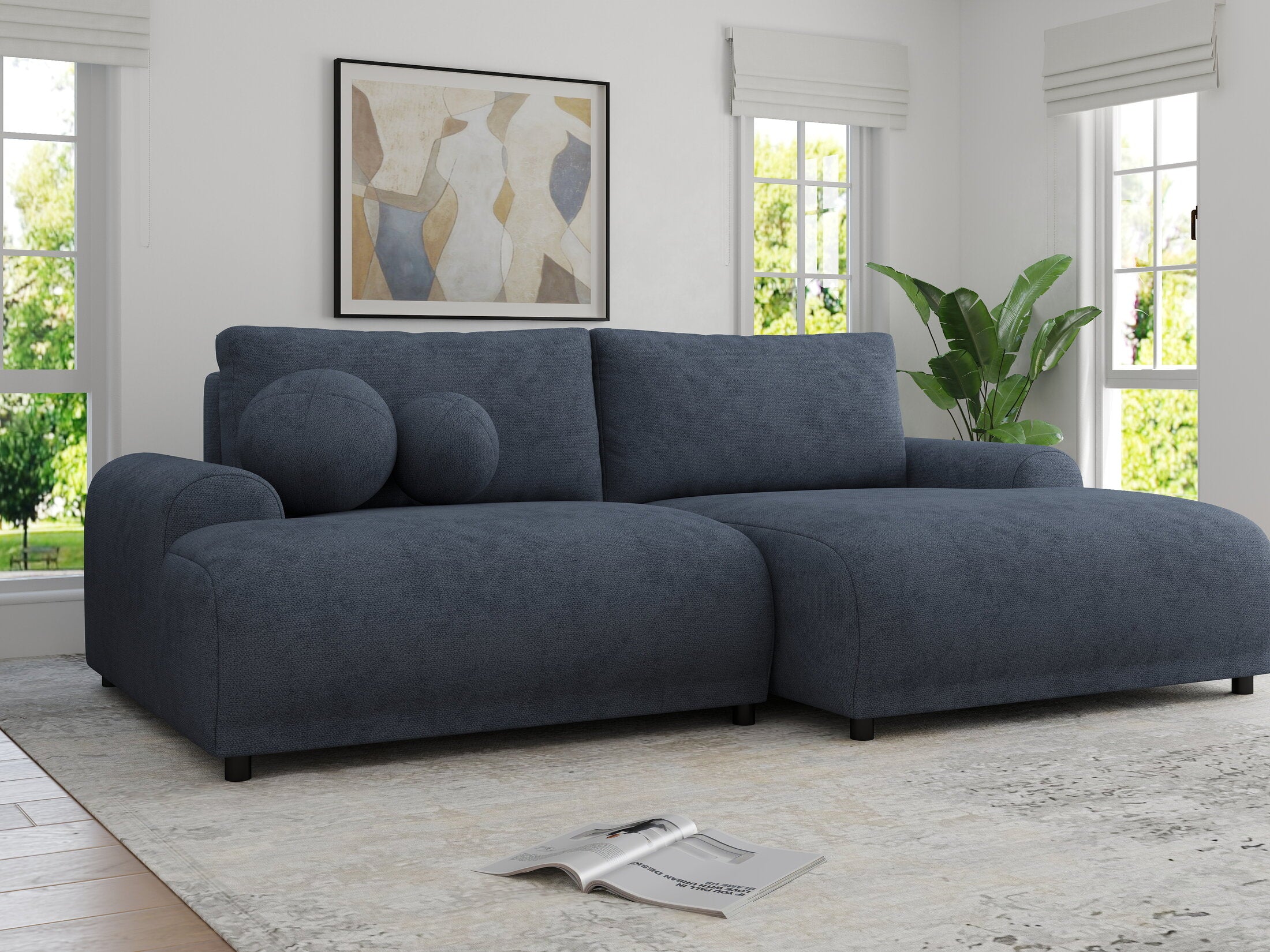 Colțar extensibil dumonde cu ladă de depozitare și șezut confortabil din spumă HR, Carlo Enjoy Antracit 240x145 cm II