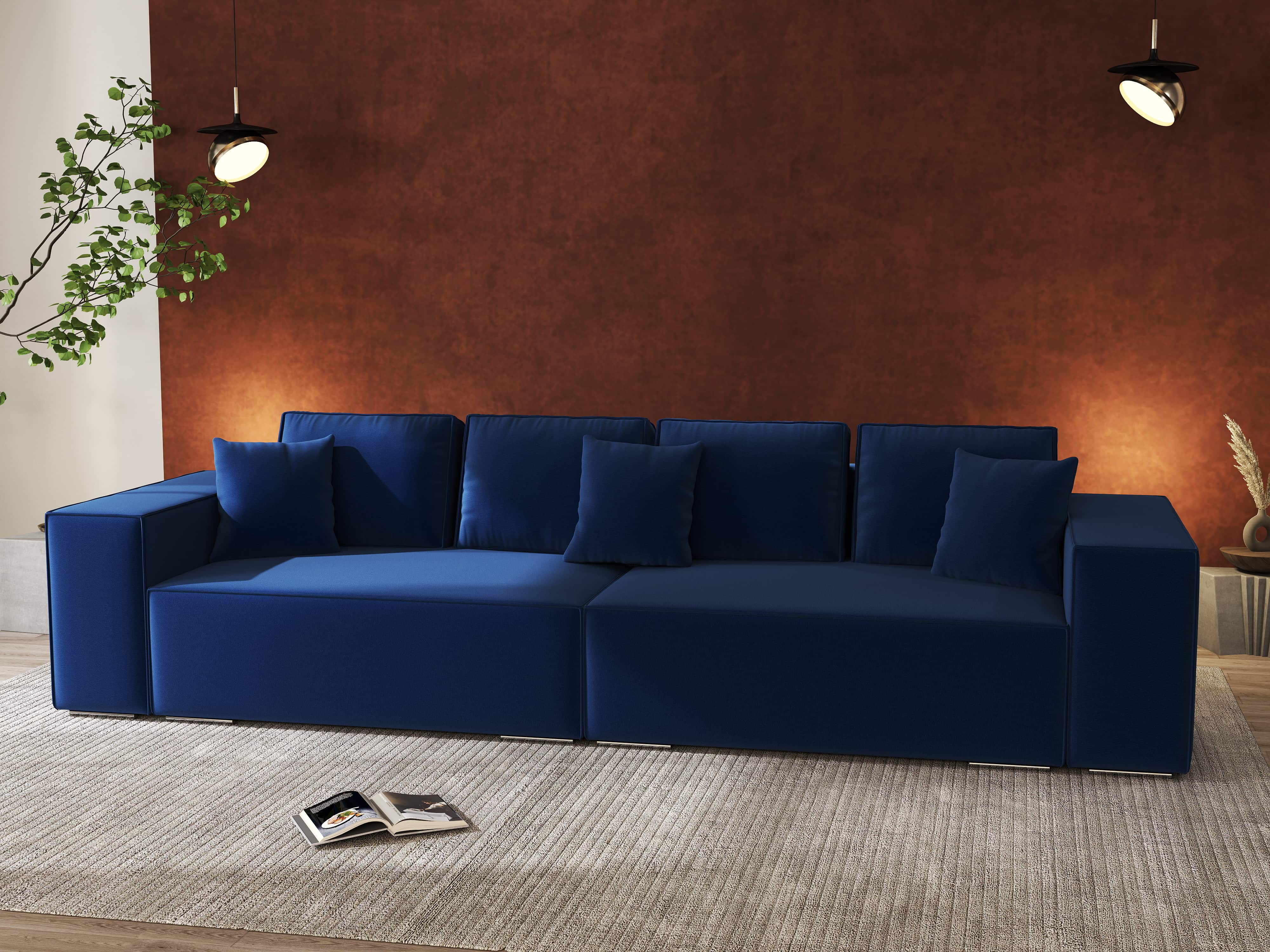 Canapea extensibilă dumonde cu ladă de depozitare si sezut confortabil din spuma HR, Dream Royal Albastru 310x100 cm Fabrica