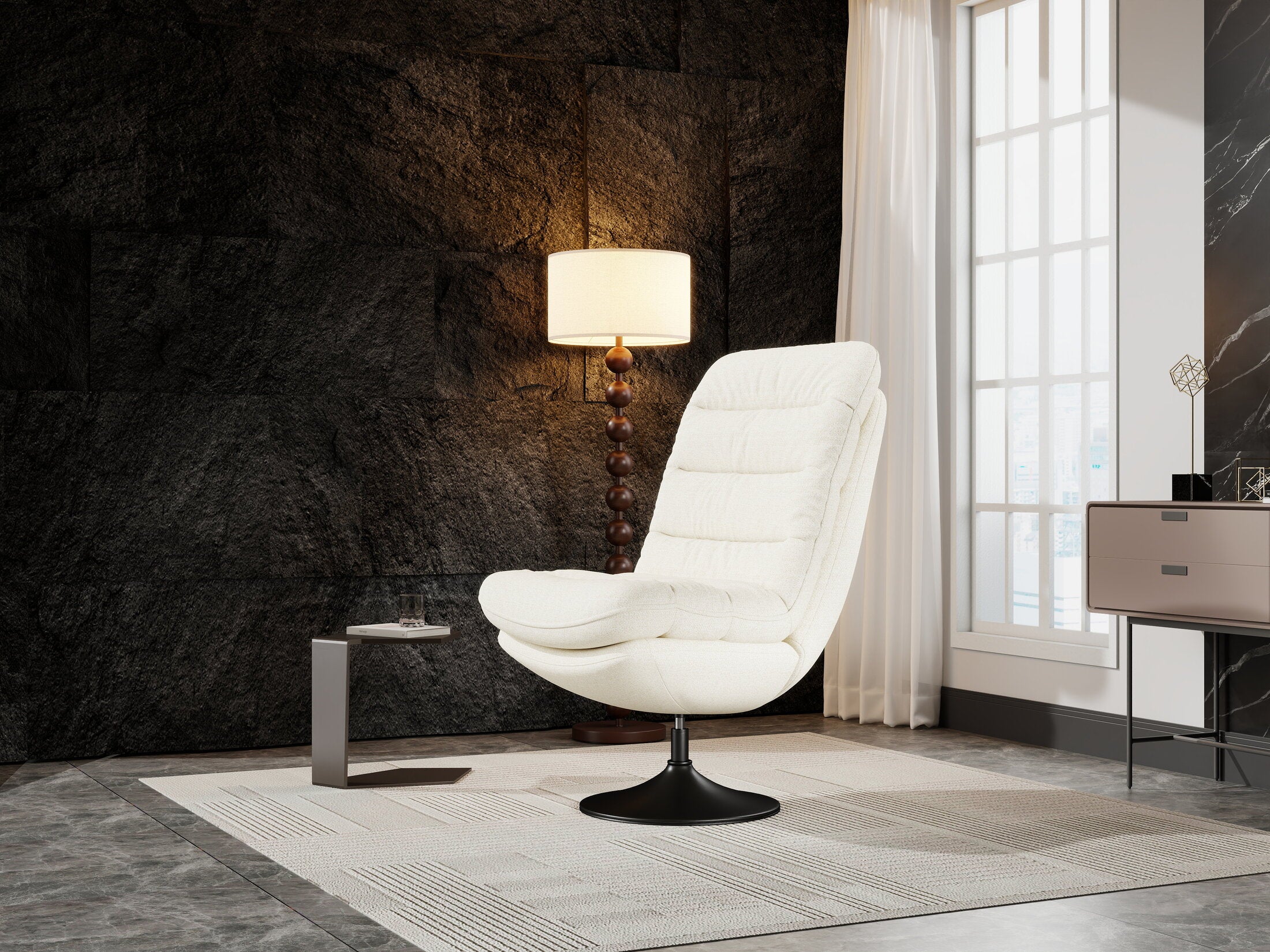 Fotoliu dumonde tapitat Bej modern Cortéz 77x83cm