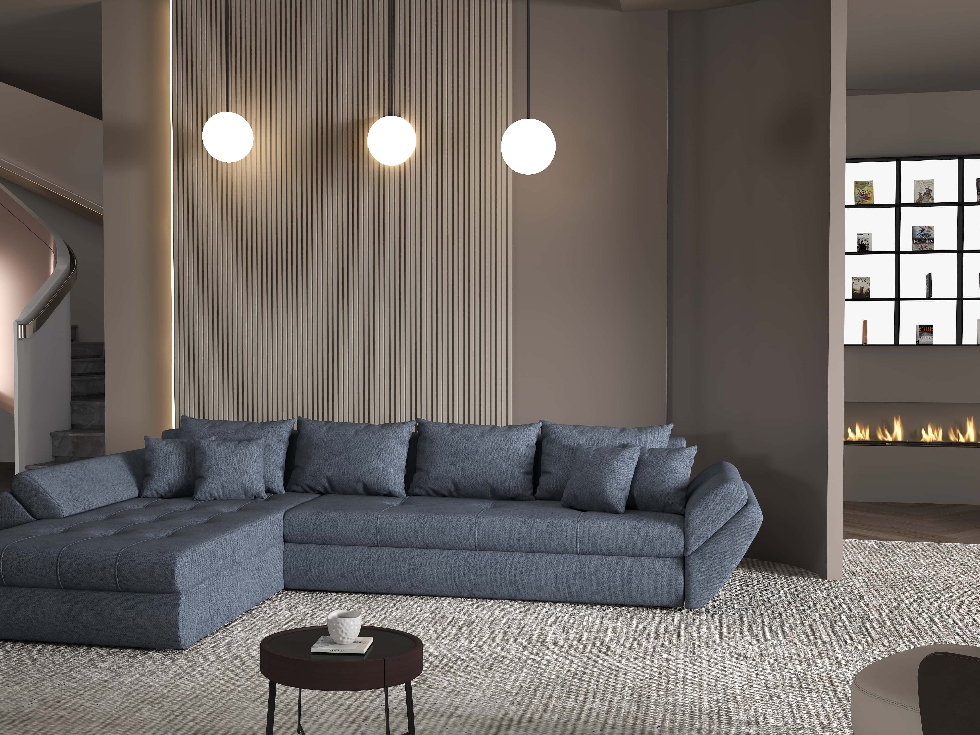 Colțar extensibil dumonde cu ladă de depozitare si sezut confortabil din spuma HR, Loana XL Enjoy Antracit 335x185 cm Fabrica