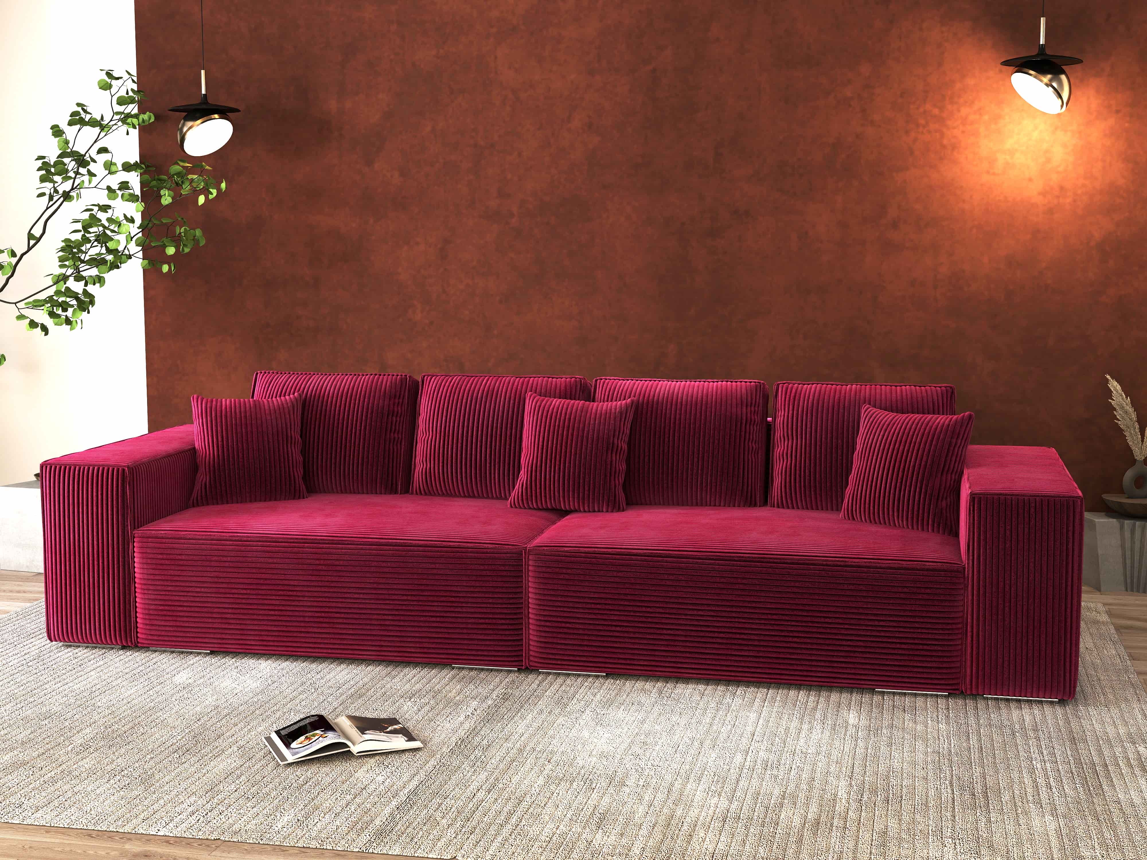 Canapea extensibilă dumonde cu ladă de depozitare si sezut confortabil din spuma HR, Dream Zoom Rosu 310x100 cm Fabrica