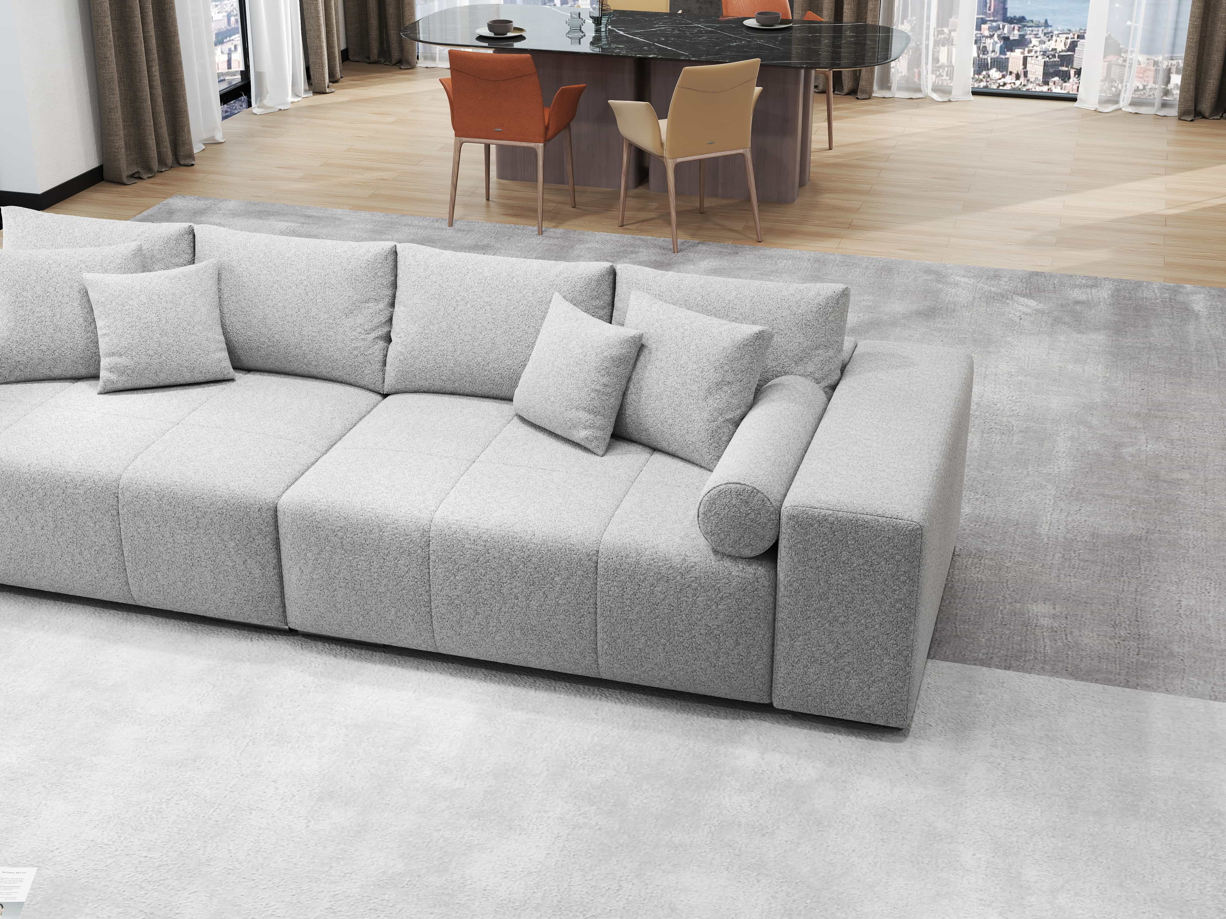 Canapea extensibilă dumonde cu ladă de depozitare si sezut confortabil din spuma HR, Marbela Enjoy Grey XXL 295x100 cm fabrica