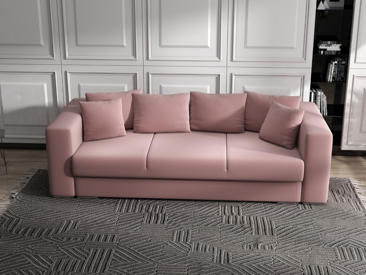 Canapea extensibilă dumonde cu ladă de depozitare si sezut confortabil din spuma HR, Gloria Royal Roz 240x100 cm Fabrica
