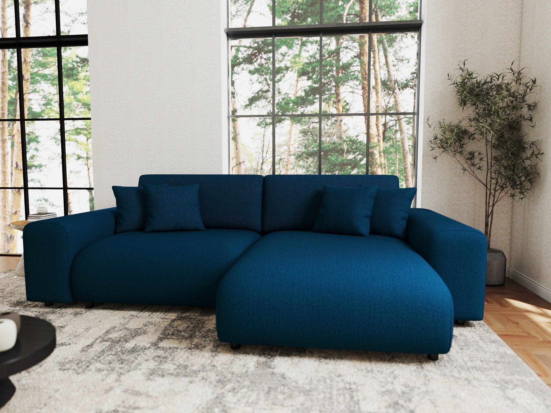 Colțar extensibil dumonde cu ladă de depozitare si sezut confortabil din spuma HR, Sarina Enjoy Verde Petrol 255x168 cm II