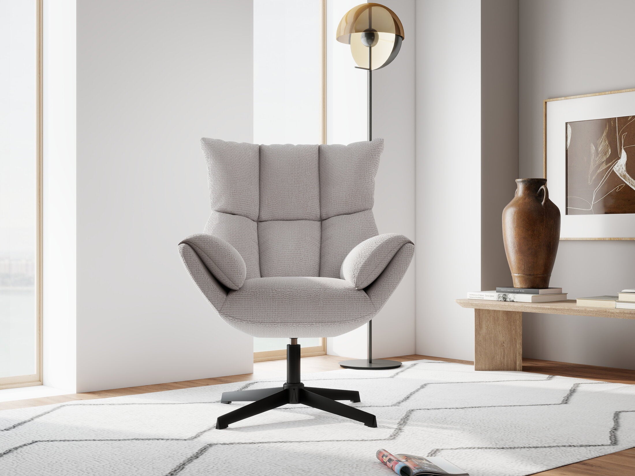 Fotoliu dumonde tapitat Bej modern Belmira 73x77cm