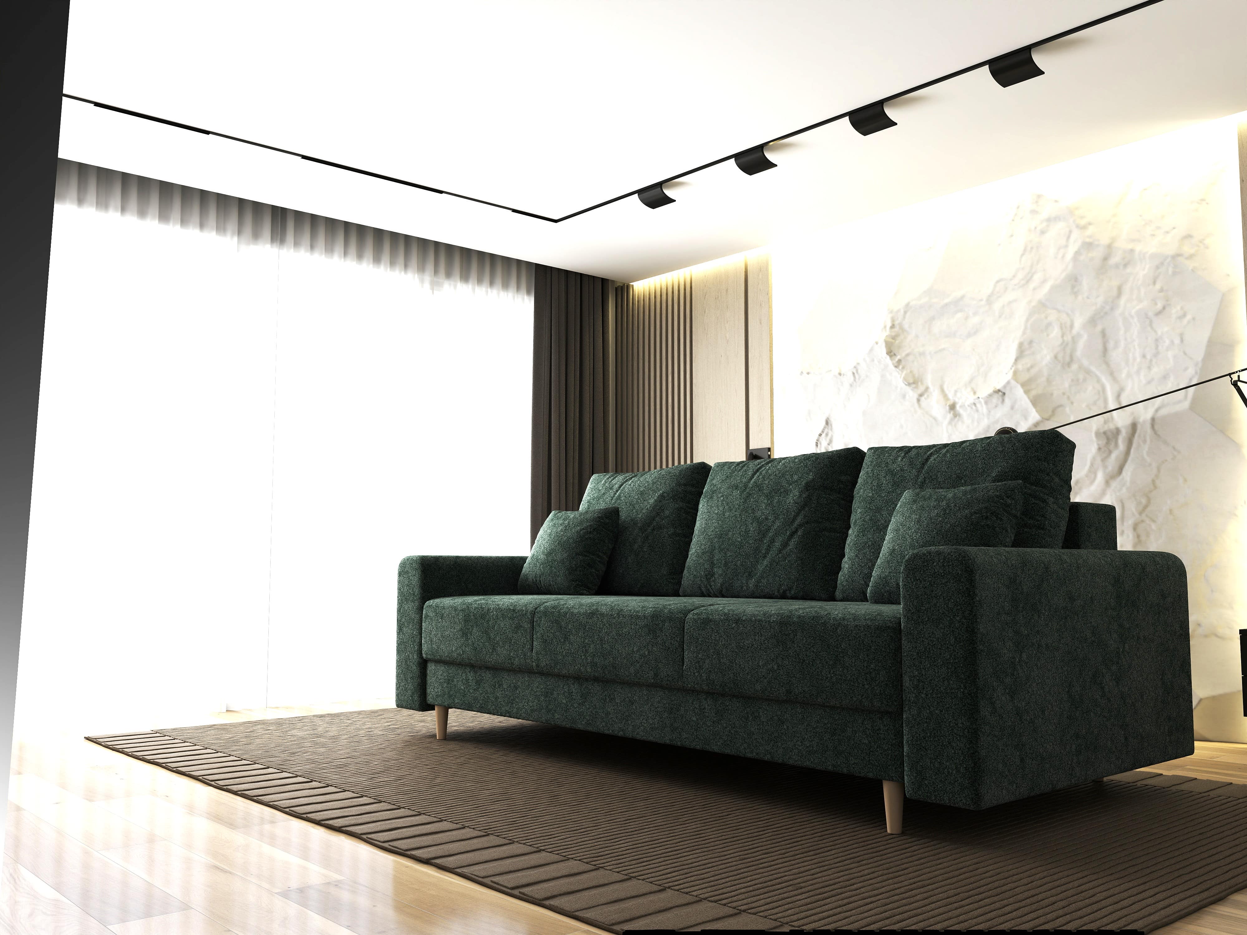 Canapea extensibilă dumonde cu ladă de depozitare si sezut confortabil din spuma HR, Kronos Euphoria Verde 210x100 cm fabrica