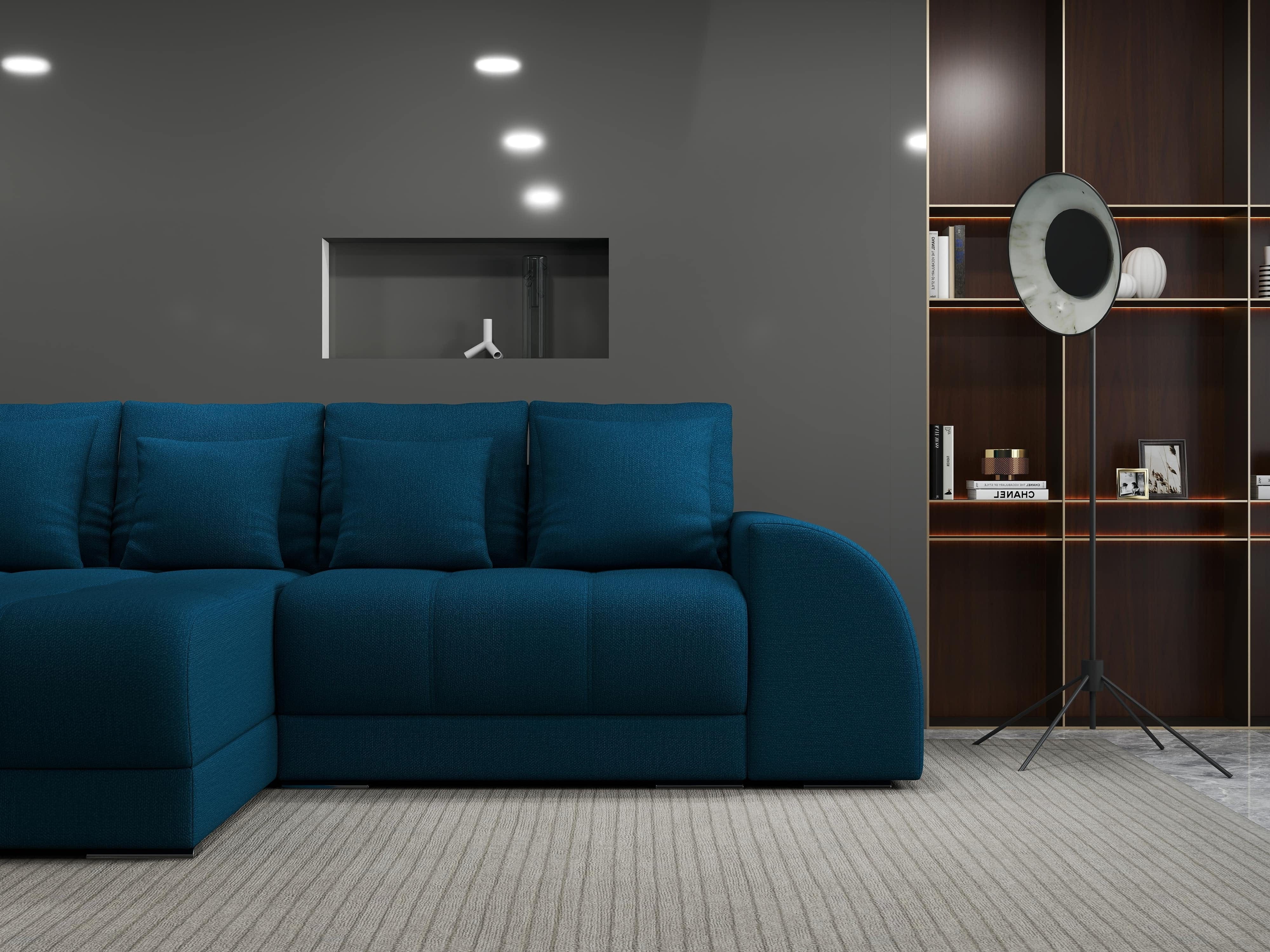 Colțar extensibil dumonde cu ladă de depozitare si sezut confortabil din spuma HR, Verona Enjoy Petrol 290x185 cm Fabrica