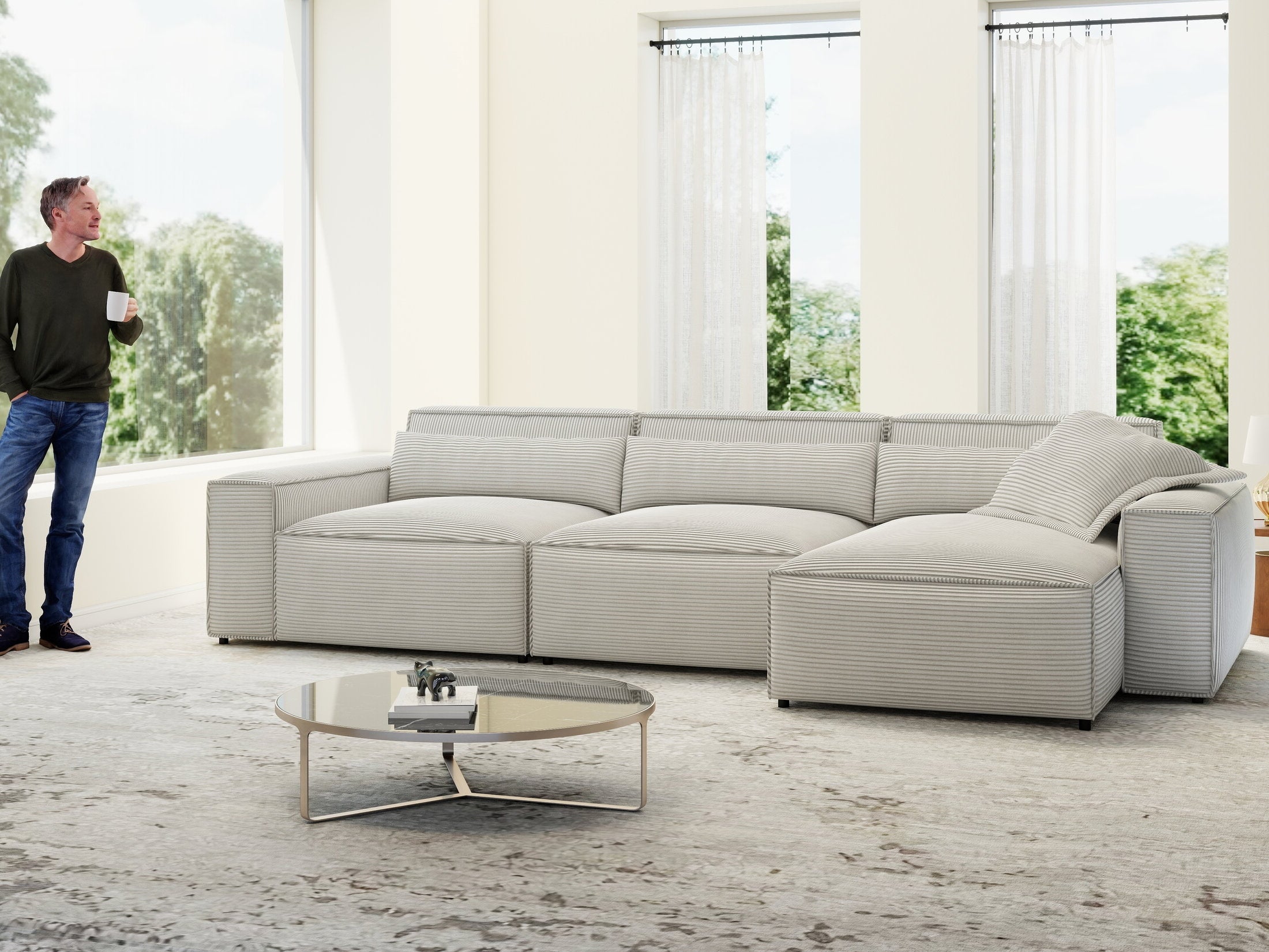 Colțar dumonde cu sezut confortabil din spuma HR, Marvelo XL Zoom Gri Mint 366x175 cm II