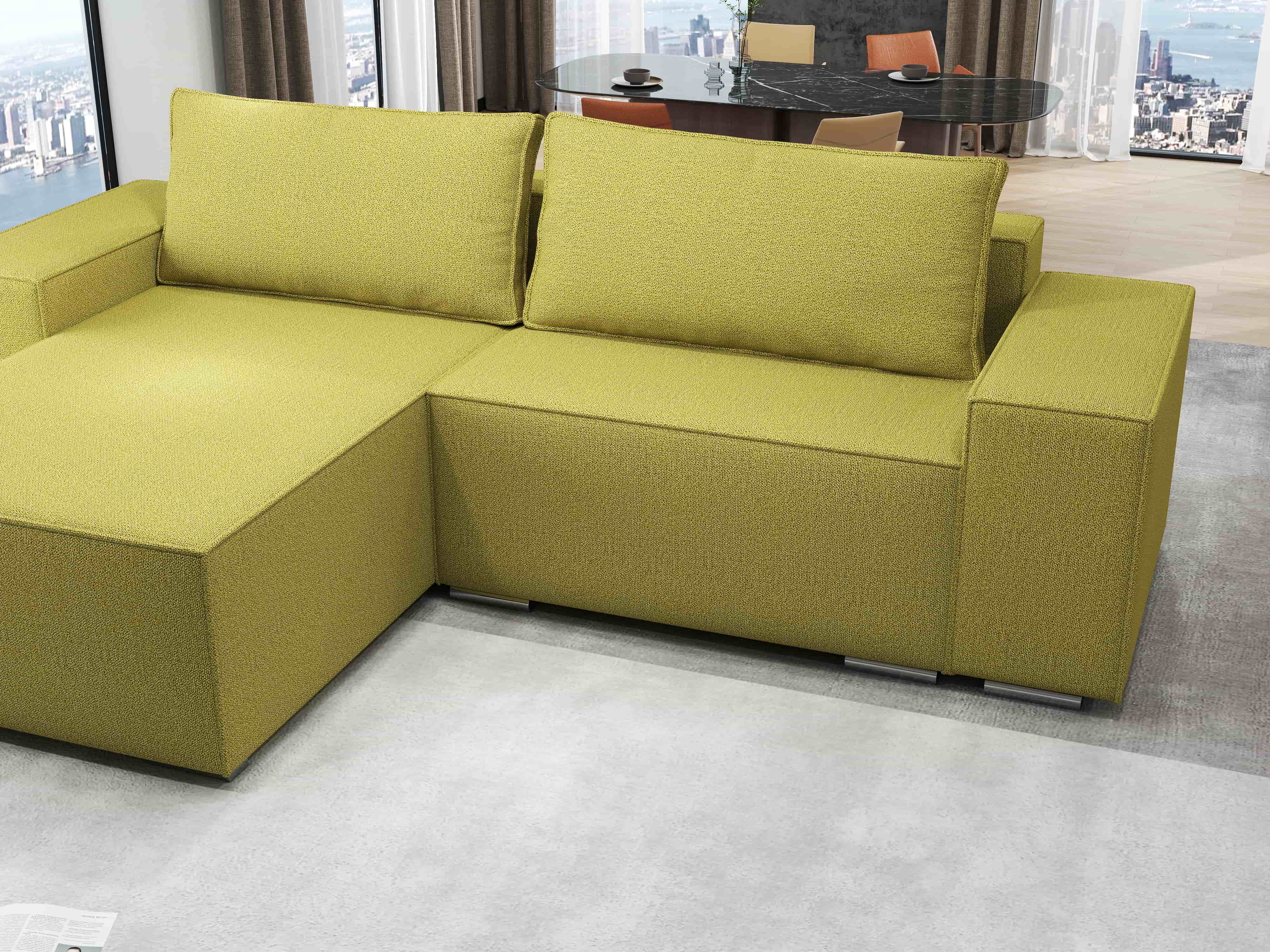 Colțar extensibil dumonde cu ladă de depozitare si sezut confortabil din spuma HR, Dream Enjoy Verde 290x185 cm Fabrica