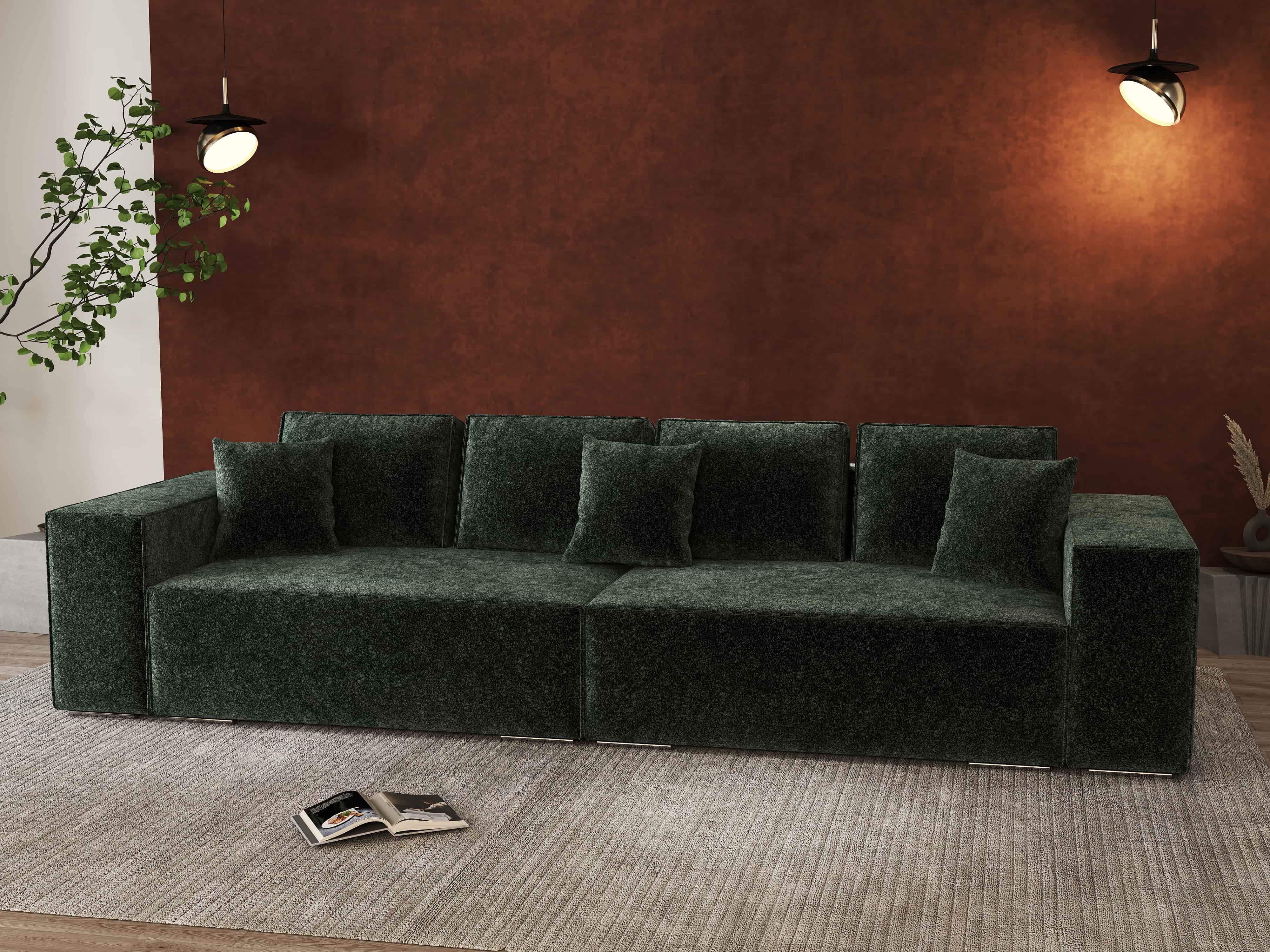 Canapea extensibilă dumonde cu ladă de depozitare si sezut confortabil din spuma HR, Dream Euphoria Verde 310x100 cm Fabrica