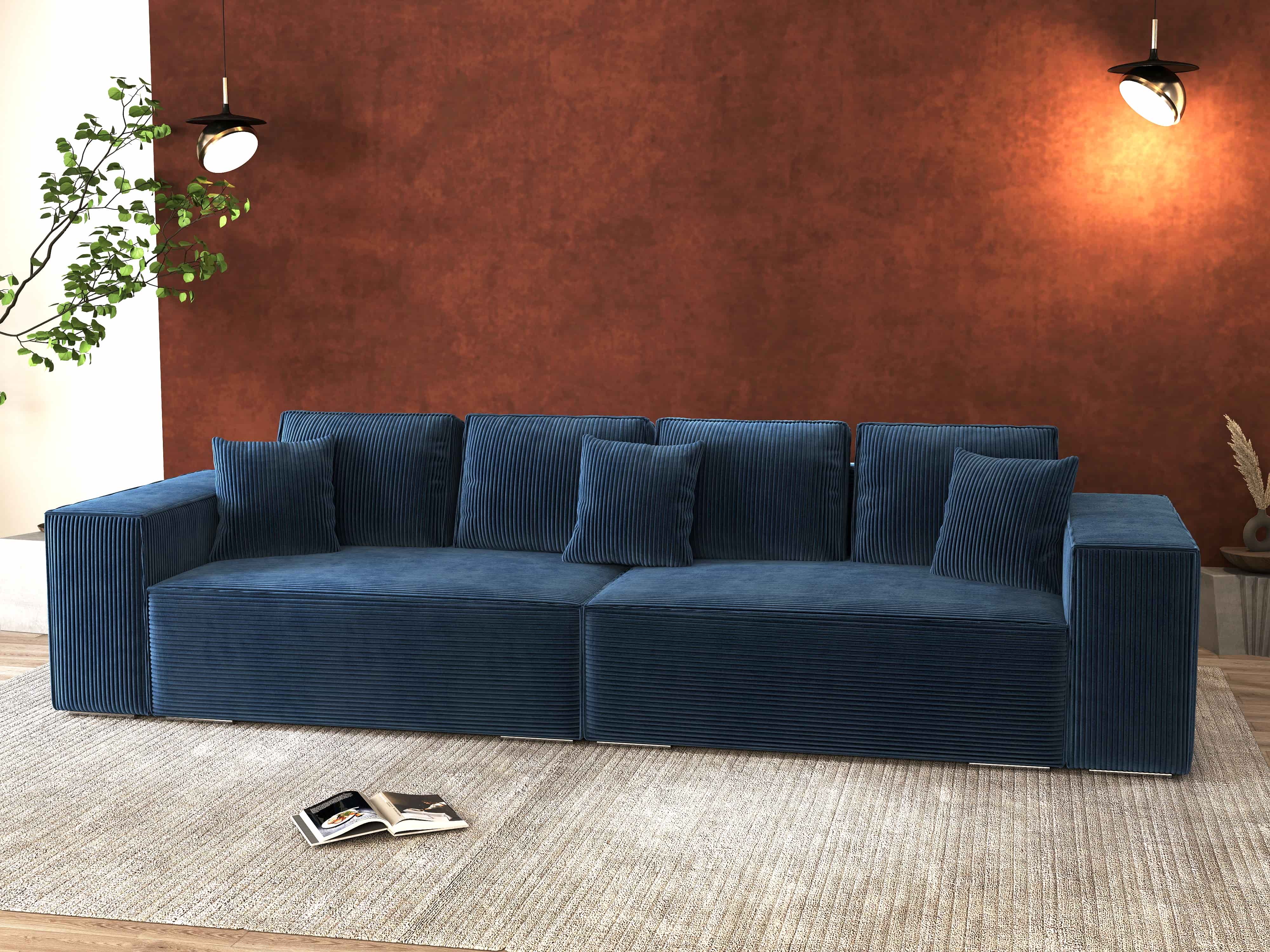 Canapea extensibilă dumonde cu ladă de depozitare si sezut confortabil din spuma HR, Dream Zoom Albastru 310x100 cm Fabrica