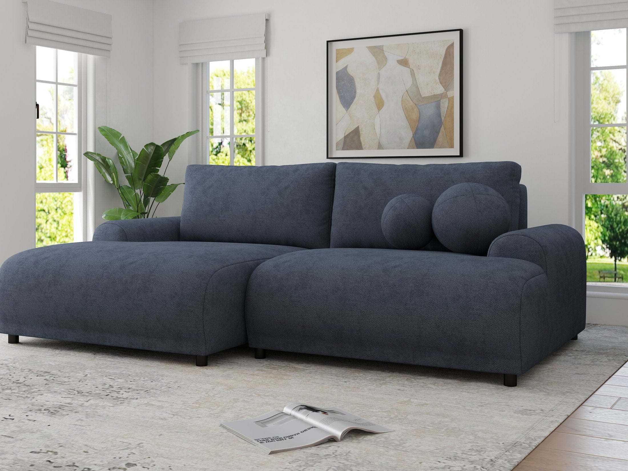 Colțar extensibil dumonde cu ladă de depozitare și șezut confortabil din spumă HR, Carlo Enjoy Antracit 240x145 cm