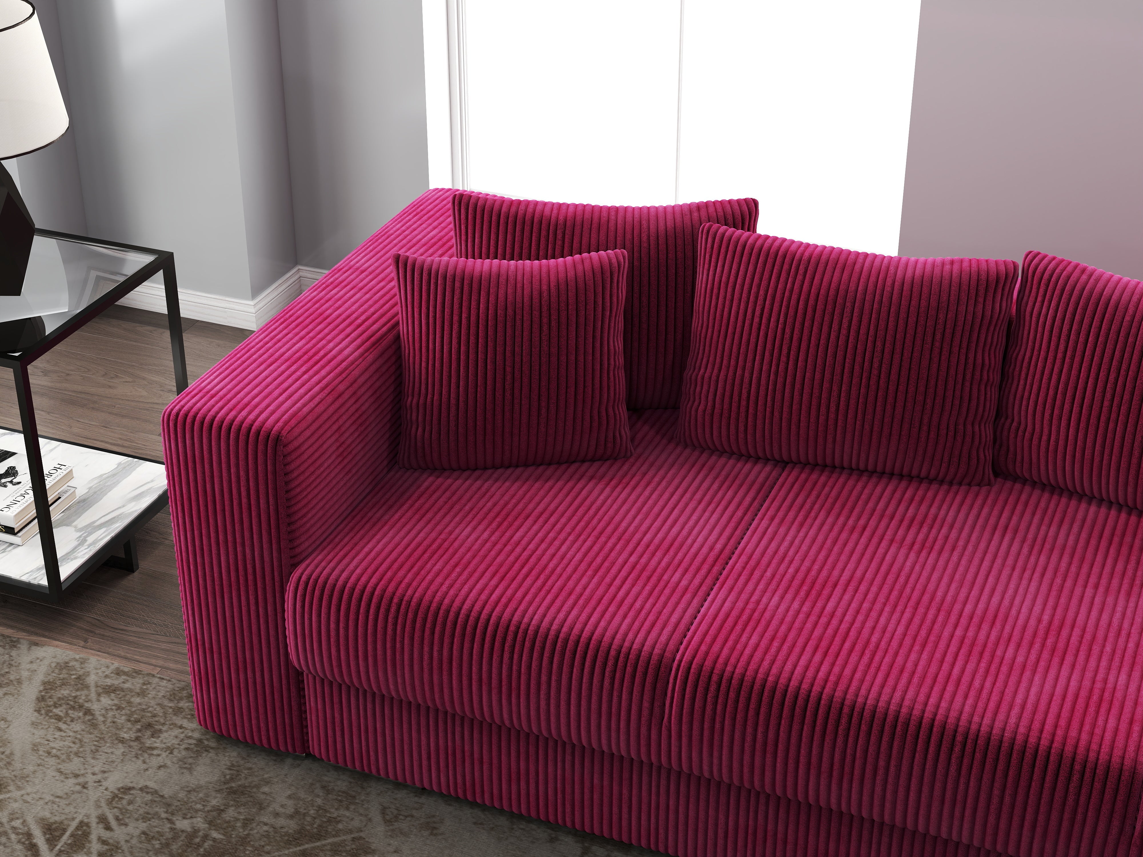 Canapea extensibilă dumonde cu ladă de depozitare si sezut confortabil din spuma HR, Gloria Zoom Red 240x100 cm Fabrica