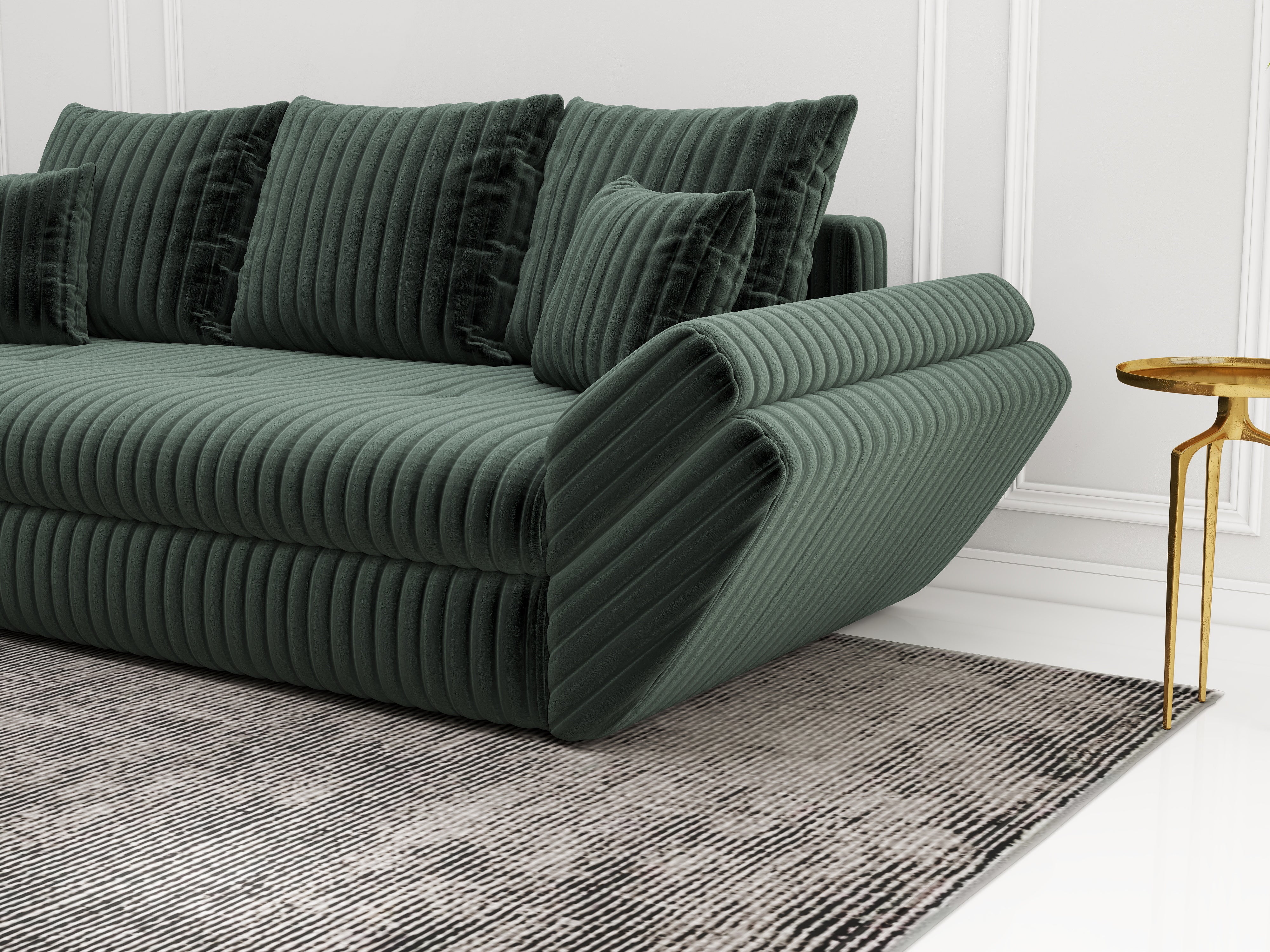 Canapea extensibilă dumonde cu ladă de depozitare si sezut confortabil din spuma HR, Loana Ambience Green 250x100 cm Fabrica