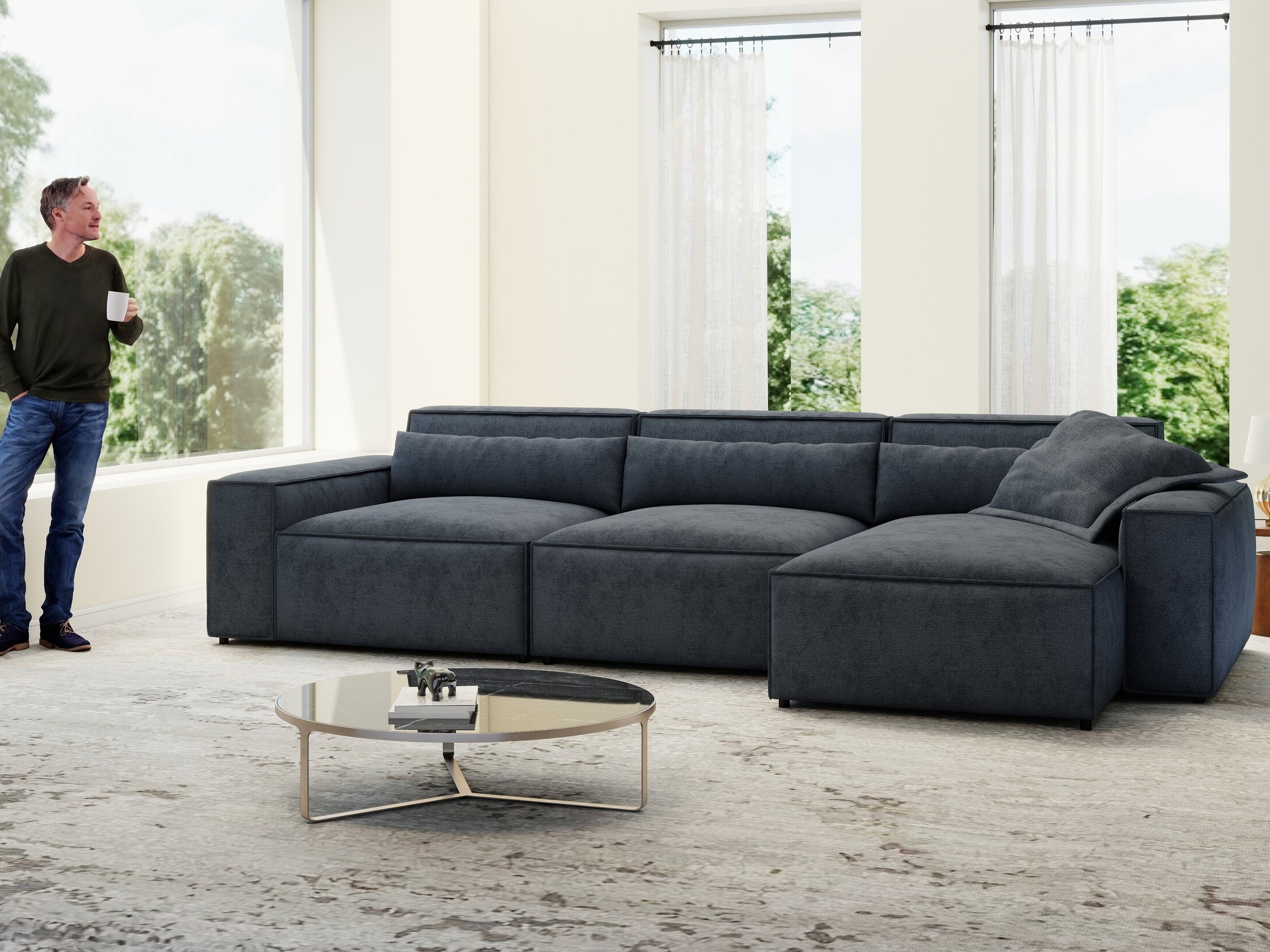 Colțar dumonde cu sezut confortabil din spuma HR, Marvelo XL Enjoy Antracit 366x175 cm II