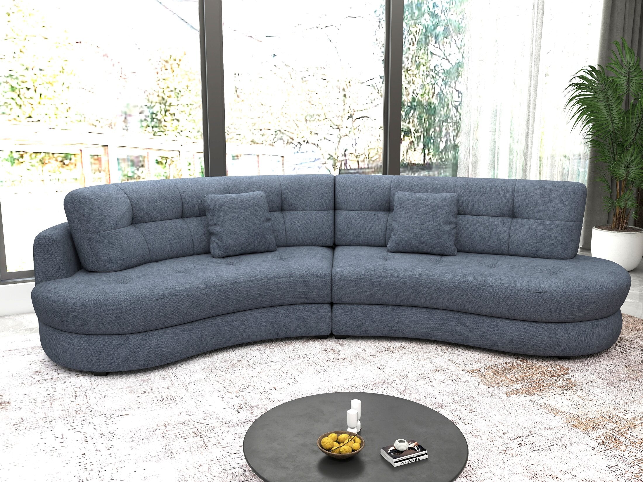 Canapea semirotunda dumonde cu șezut confortabil din spumă HR, Roma Enjoy Antracit 300x160 cm