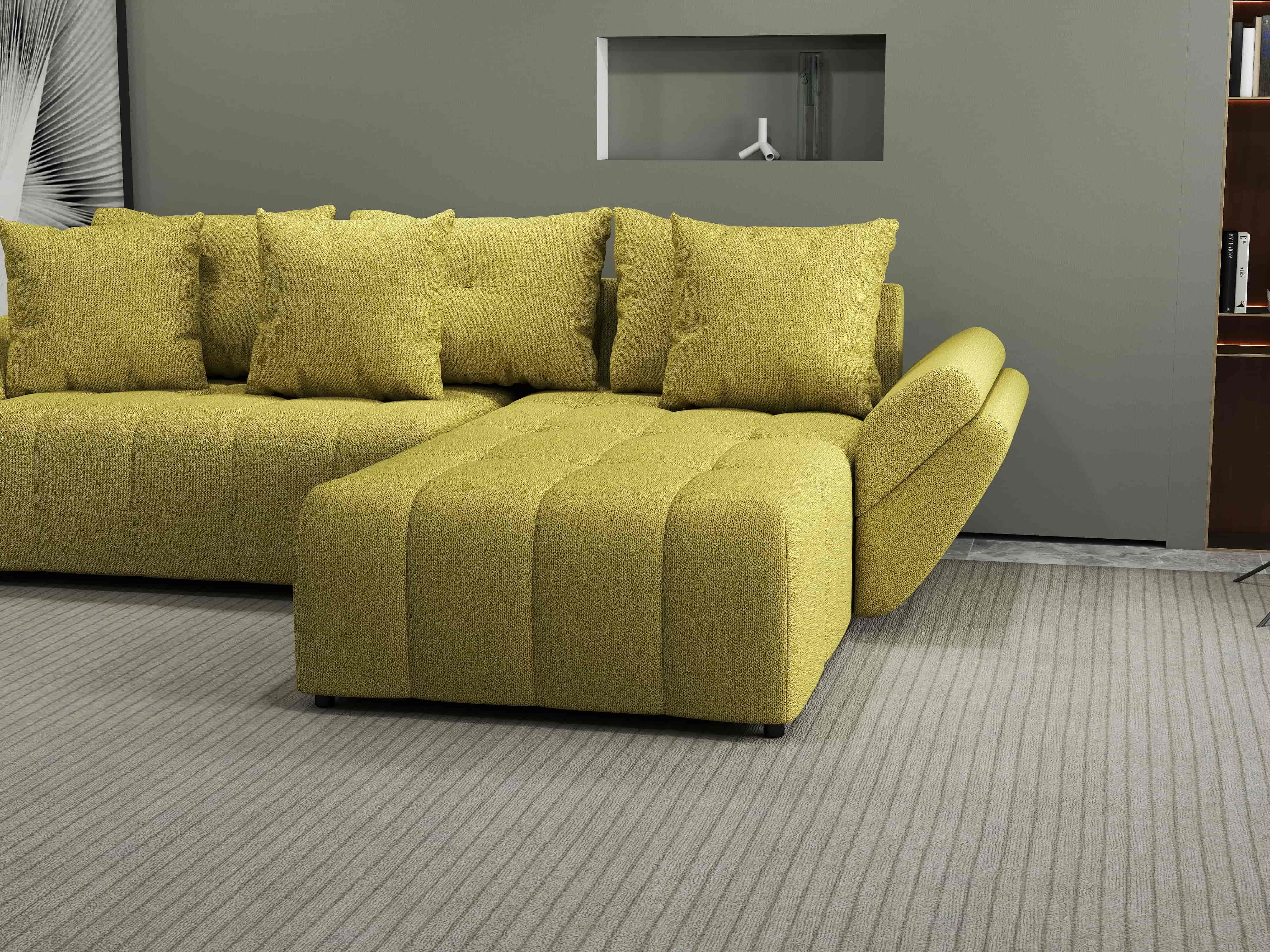 Colțar extensibil dumonde cu ladă de depozitare si sezut confortabil din spuma HR, Berlin Enjoy Verde 280x185 cm II Fabrica