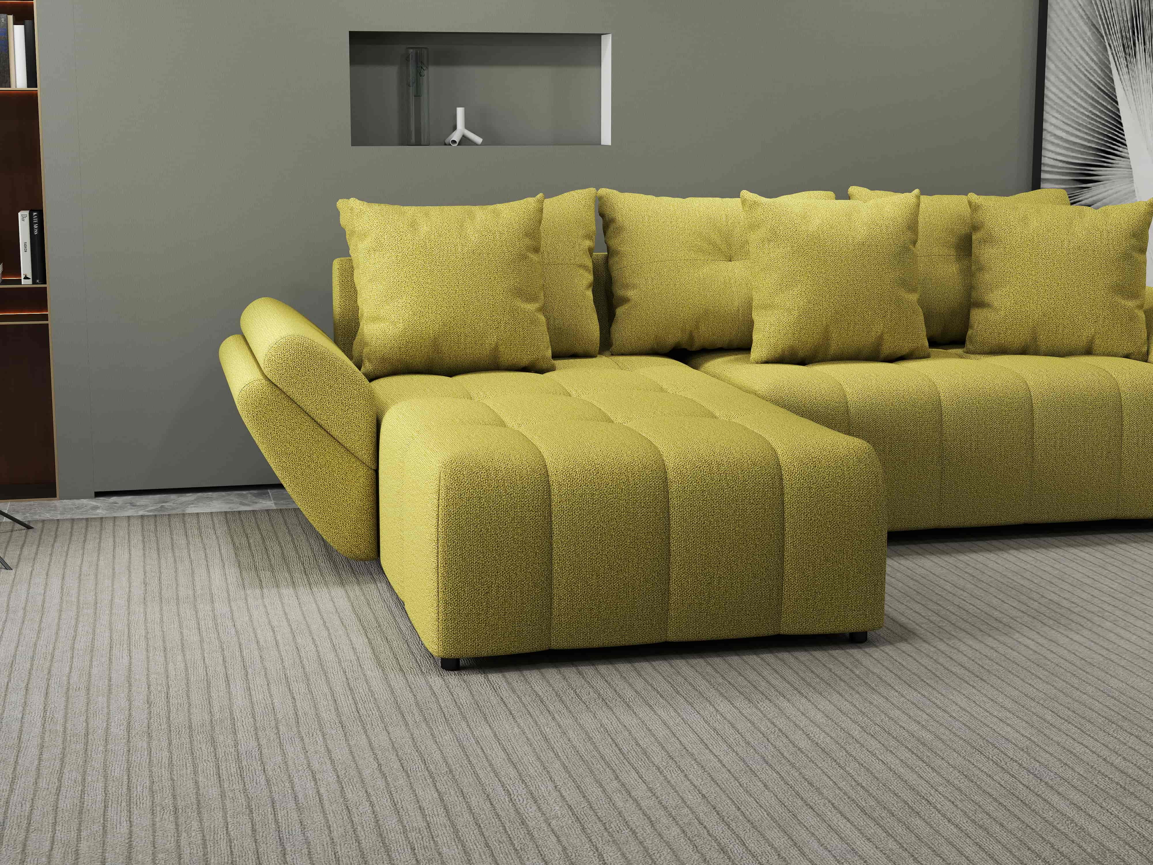 Colțar extensibil dumonde cu ladă de depozitare si sezut confortabil din spuma HR, Berlin Enjoy Verde 280x185 cm Fabrica