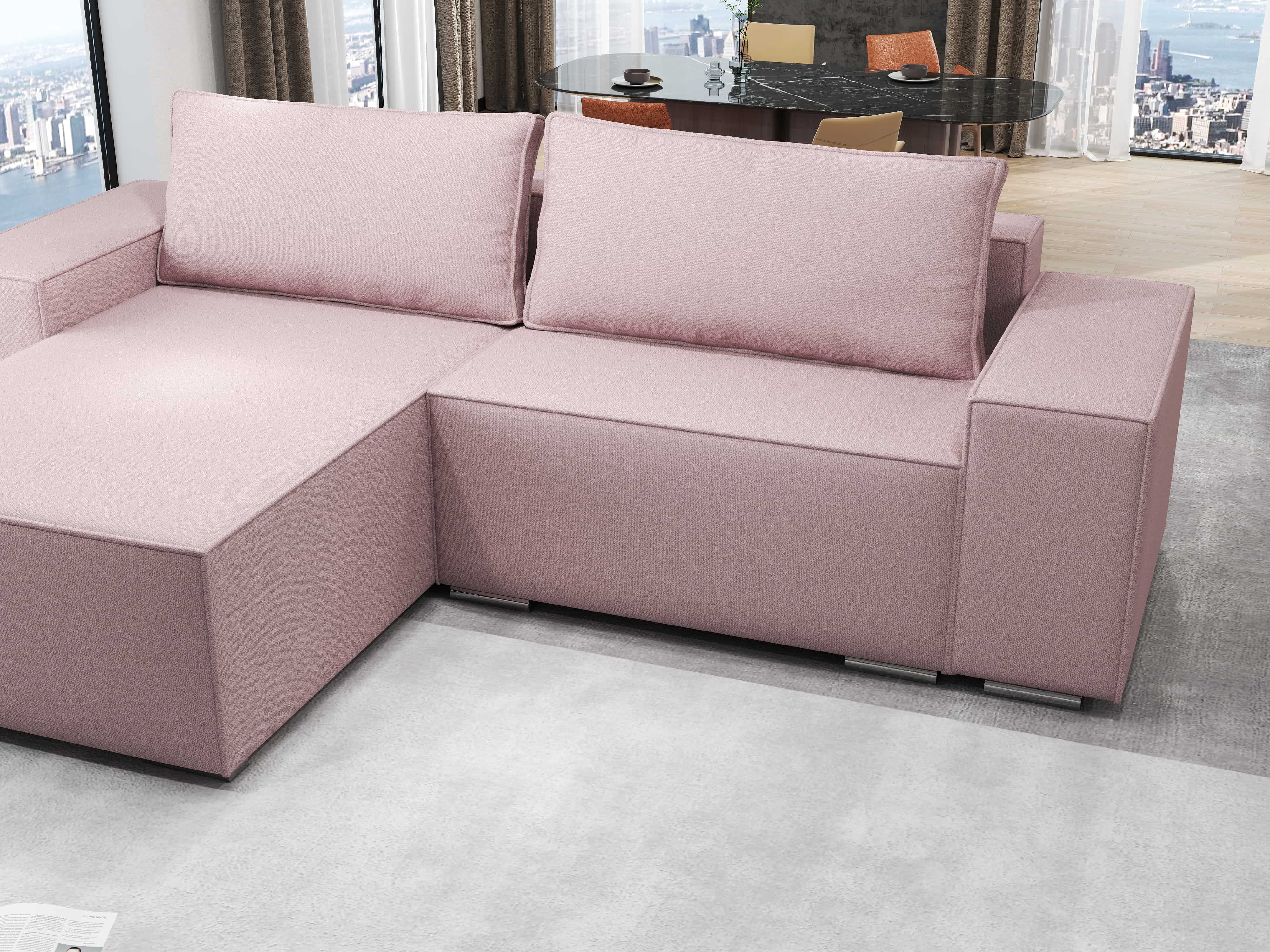 Colțar extensibil dumonde cu ladă de depozitare si sezut confortabil din spuma HR, Dream Enjoy Flamingo 290x185 cm Fabrica
