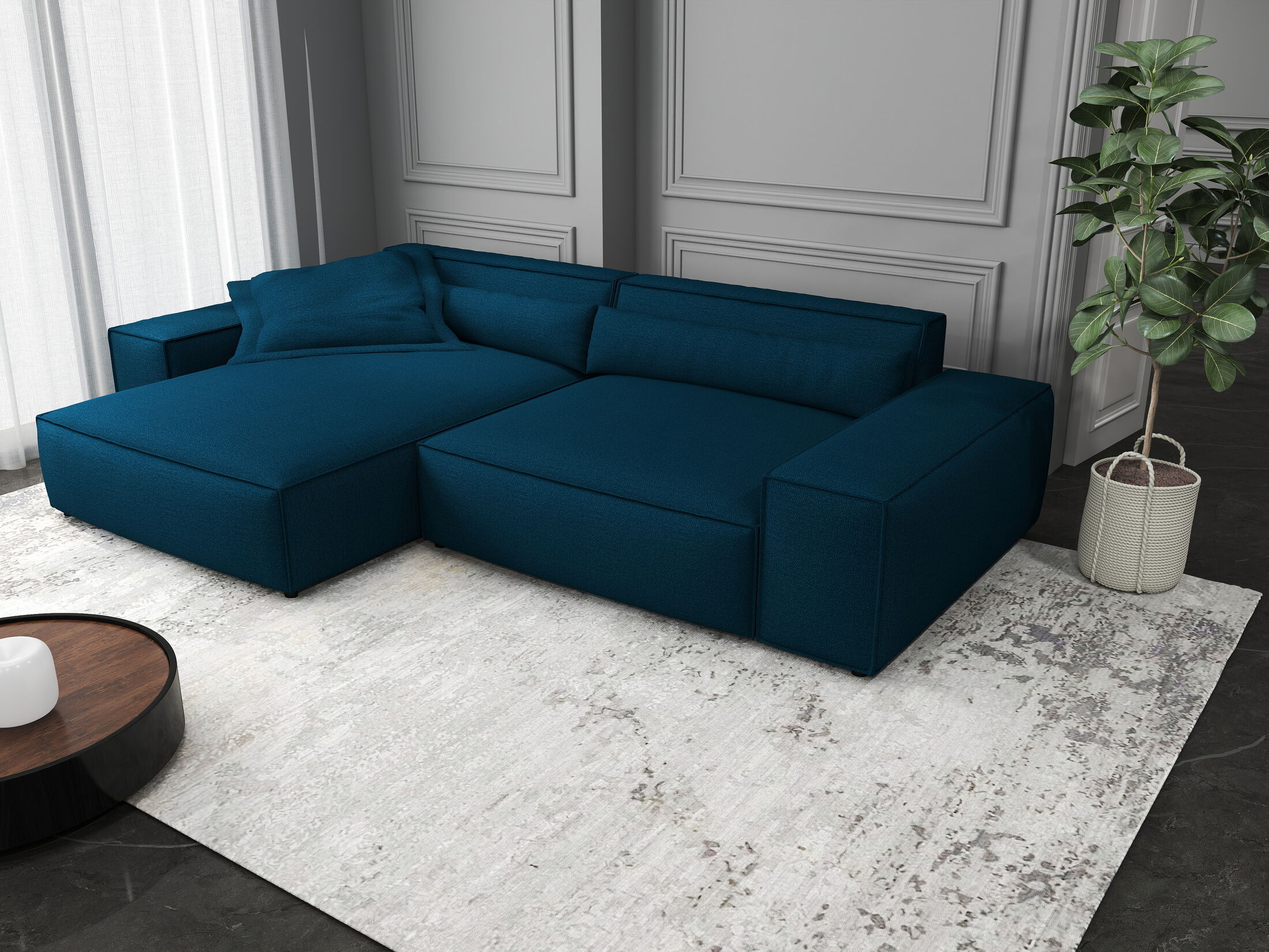 Colțar dumonde cu șezut confortabil din spumă HR, Marvelo Enjoy Verde Petrol 264x175 cm