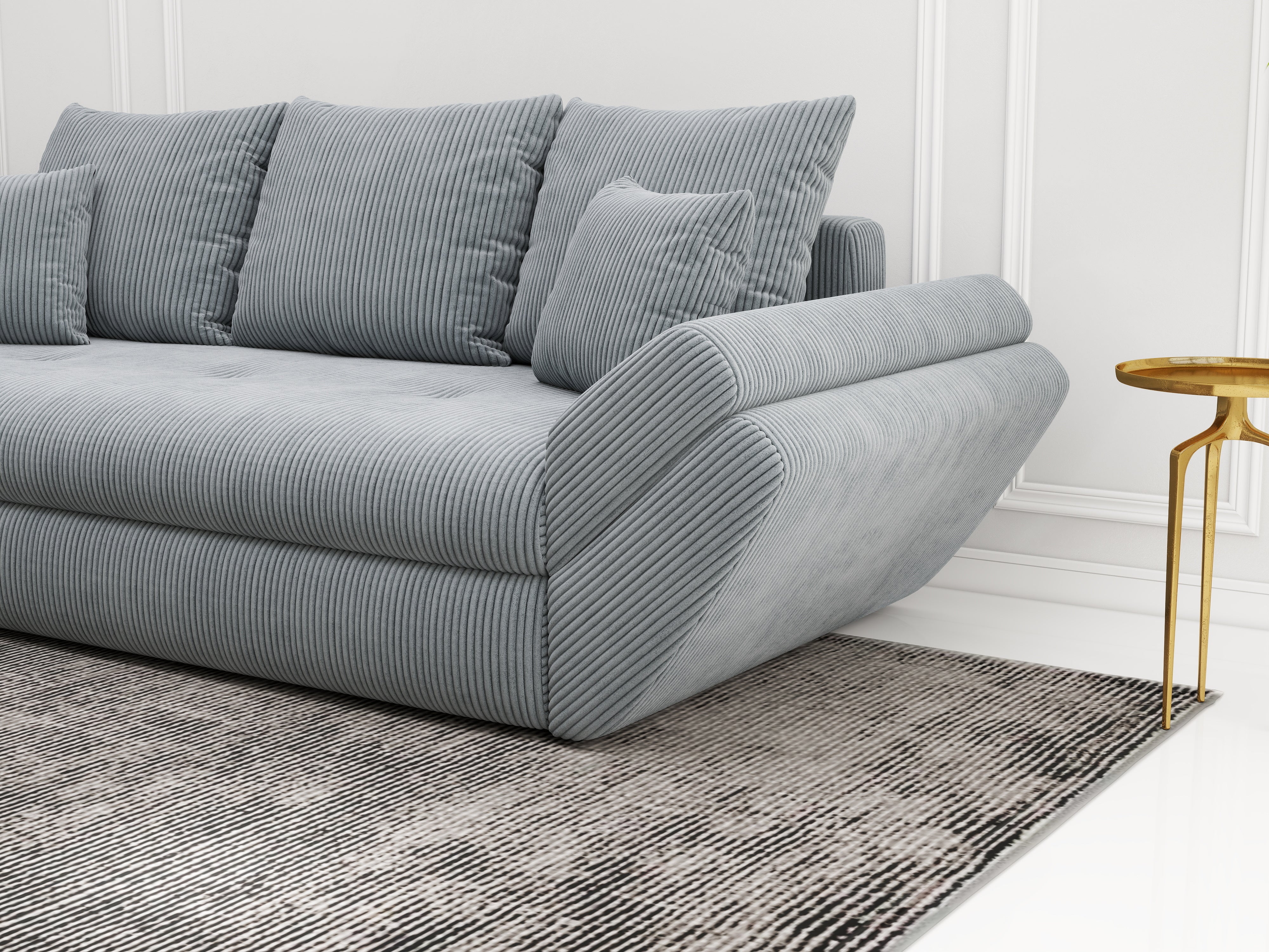 Canapea extensibilă dumonde cu ladă de depozitare si sezut confortabil din spuma HR, Loana Zoom Grey 250x100 cm Fabrica