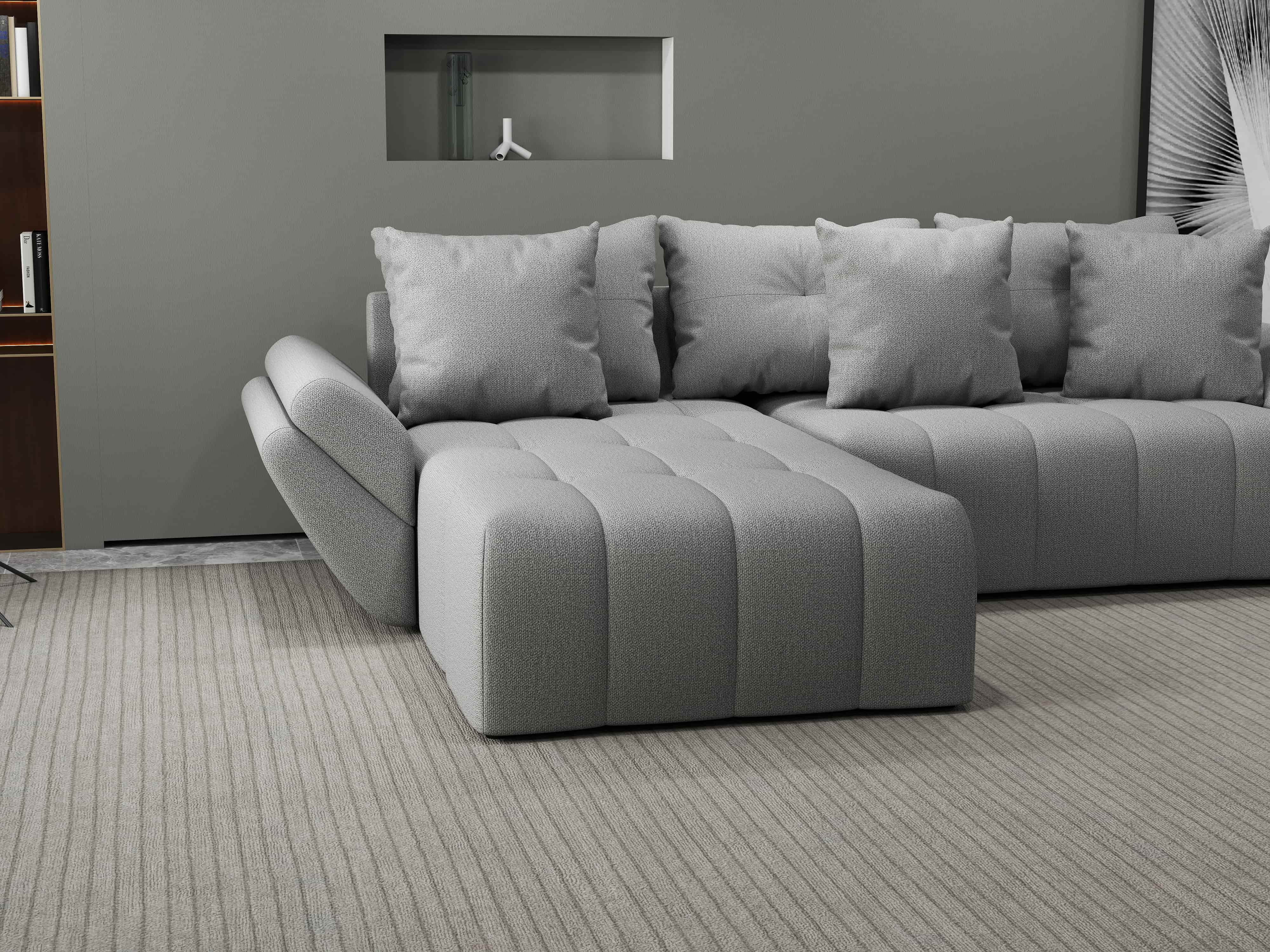 Colțar extensibil dumonde cu ladă de depozitare si sezut confortabil din spuma HR, Berlin Enjoy Gri 280x185 cm Fabrica