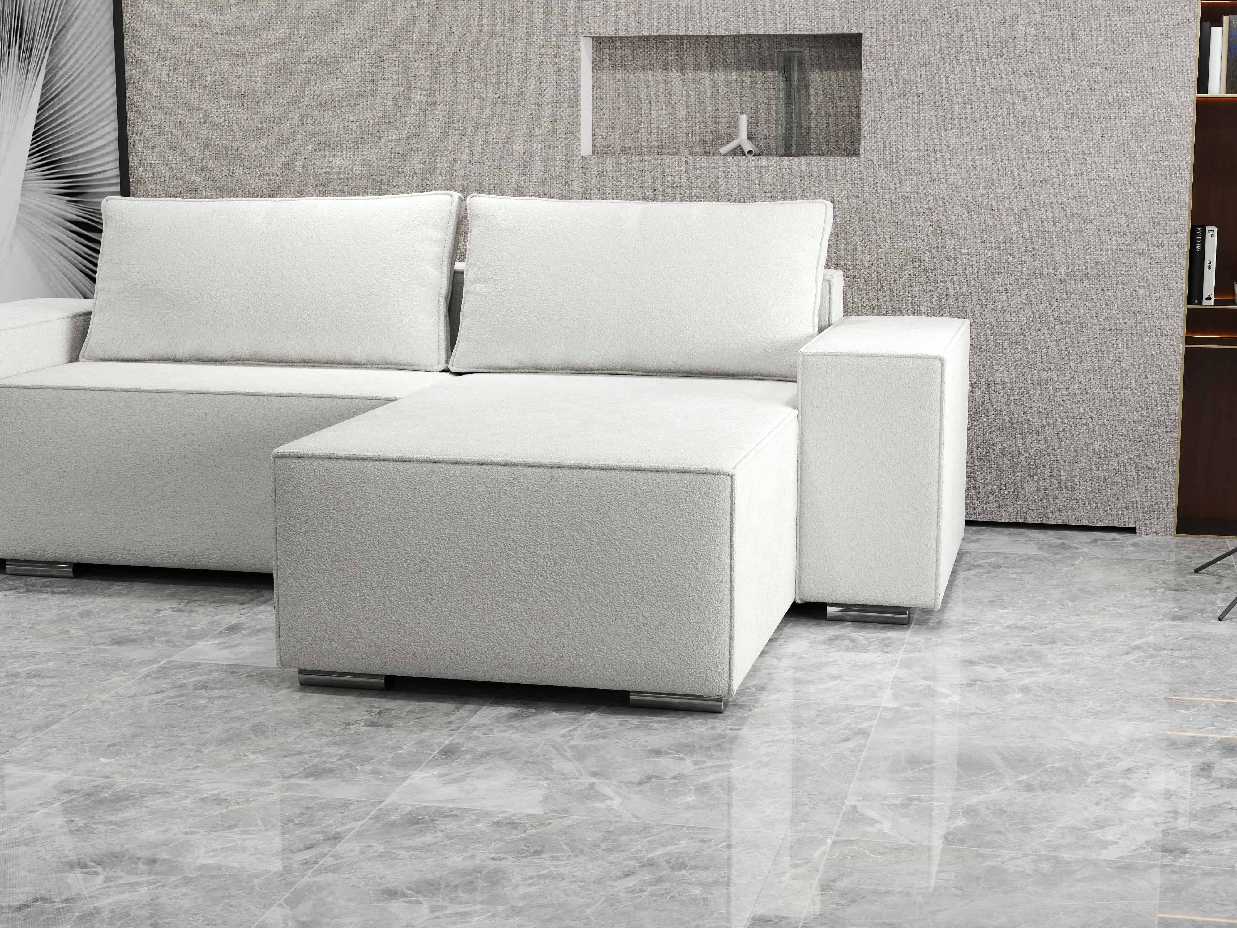 Colțar extensibil dumonde cu ladă de depozitare si sezut confortabil din spuma HR, Dream Euphoria Ivory 290x185 cm II Fabrica