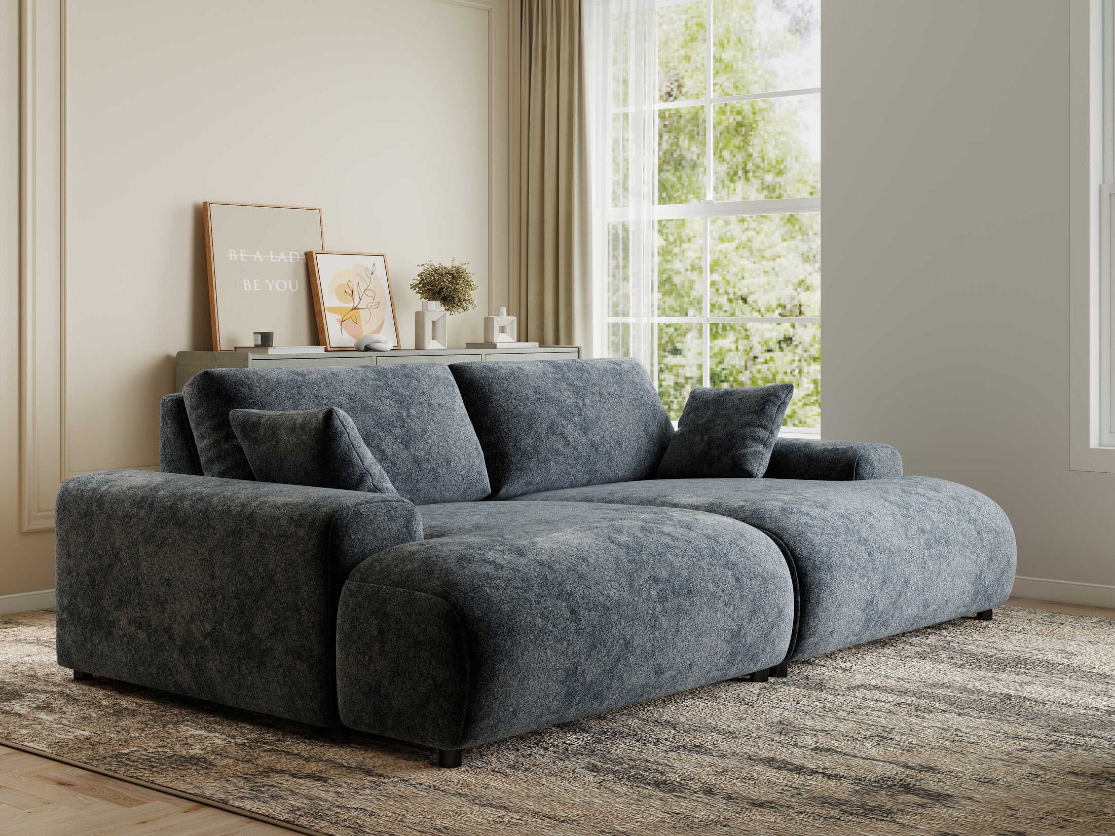 Canapea dumonde cu sezut confortabil din spuma HR, Hudson Euphoria Gri Grafit 237x144 cm