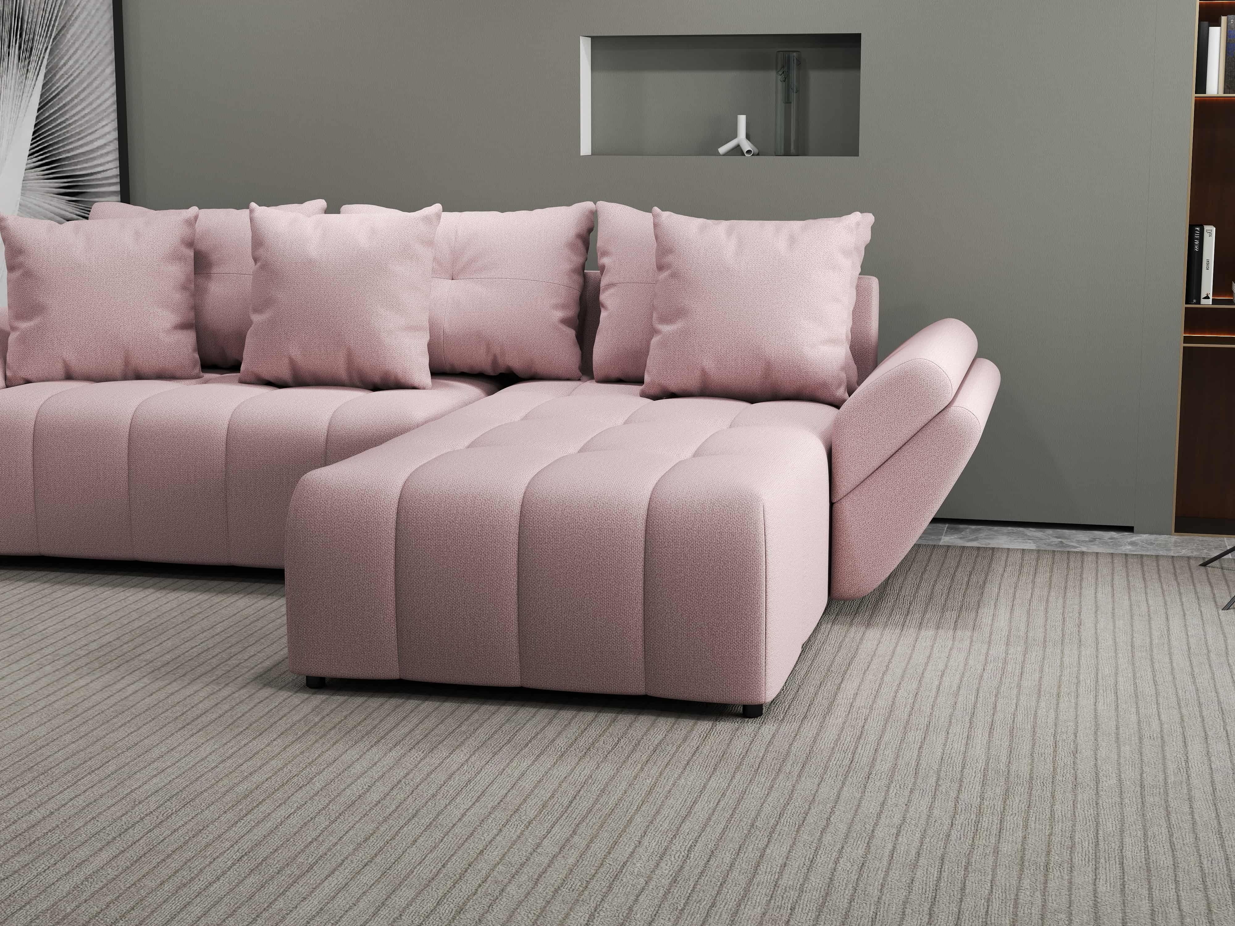 Colțar extensibil dumonde cu ladă de depozitare si sezut confortabil din spuma HR, Berlin Enjoy Roz 280x185 cm II Fabrica