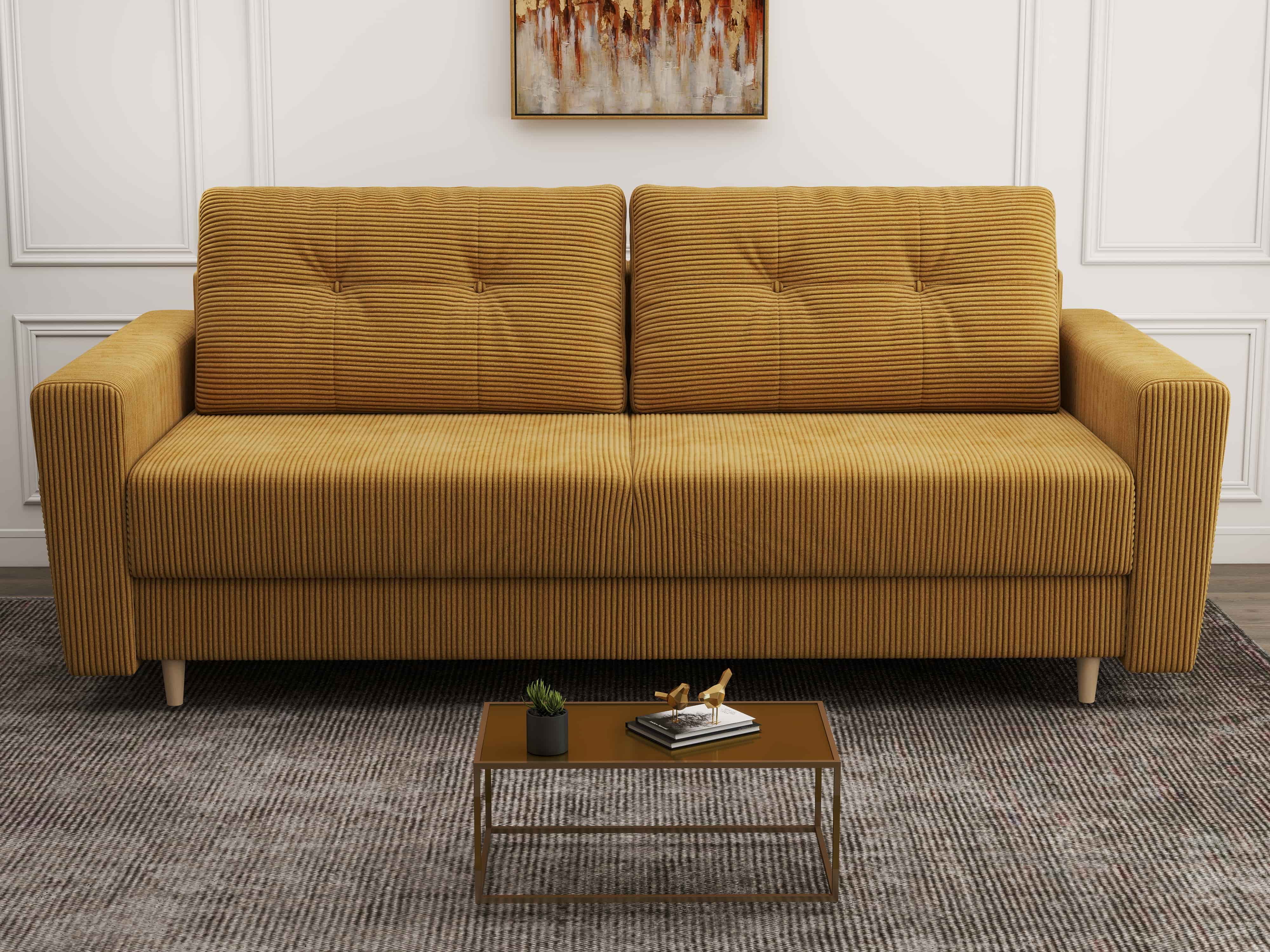 Canapea extensibilă dumonde cu ladă de depozitare si sezut confortabil din spuma HR, Summer Zoom Mustar 225x100 cm fabrica