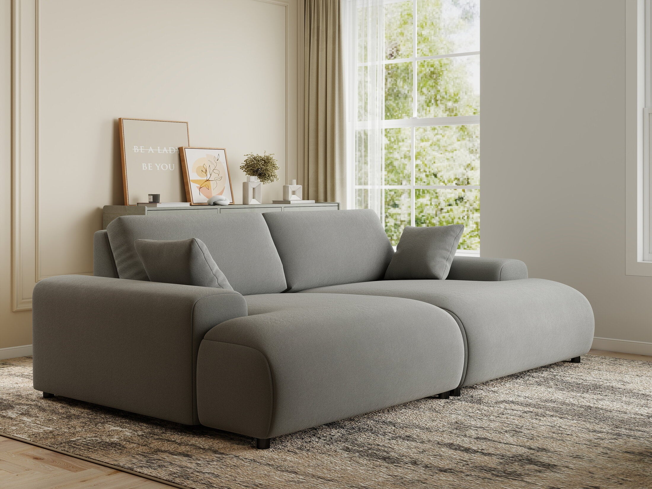 Canapea dumonde cu sezut confortabil din spuma HR, Hudson Royal Gri 237x144 cm