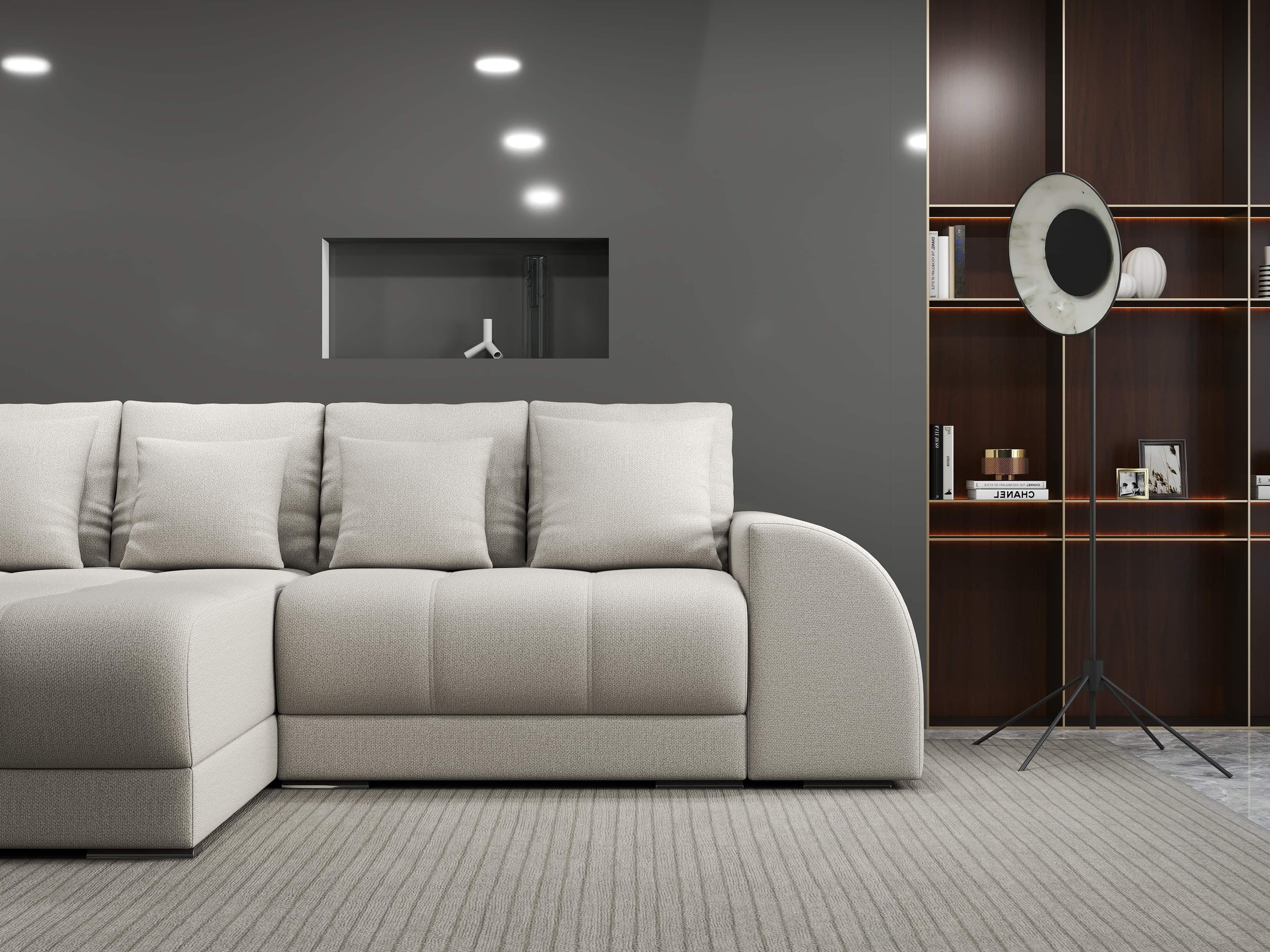 Colțar extensibil dumonde cu ladă de depozitare si sezut confortabil din spuma HR, Verona Enjoy Bej 290x185 cm Fabrica