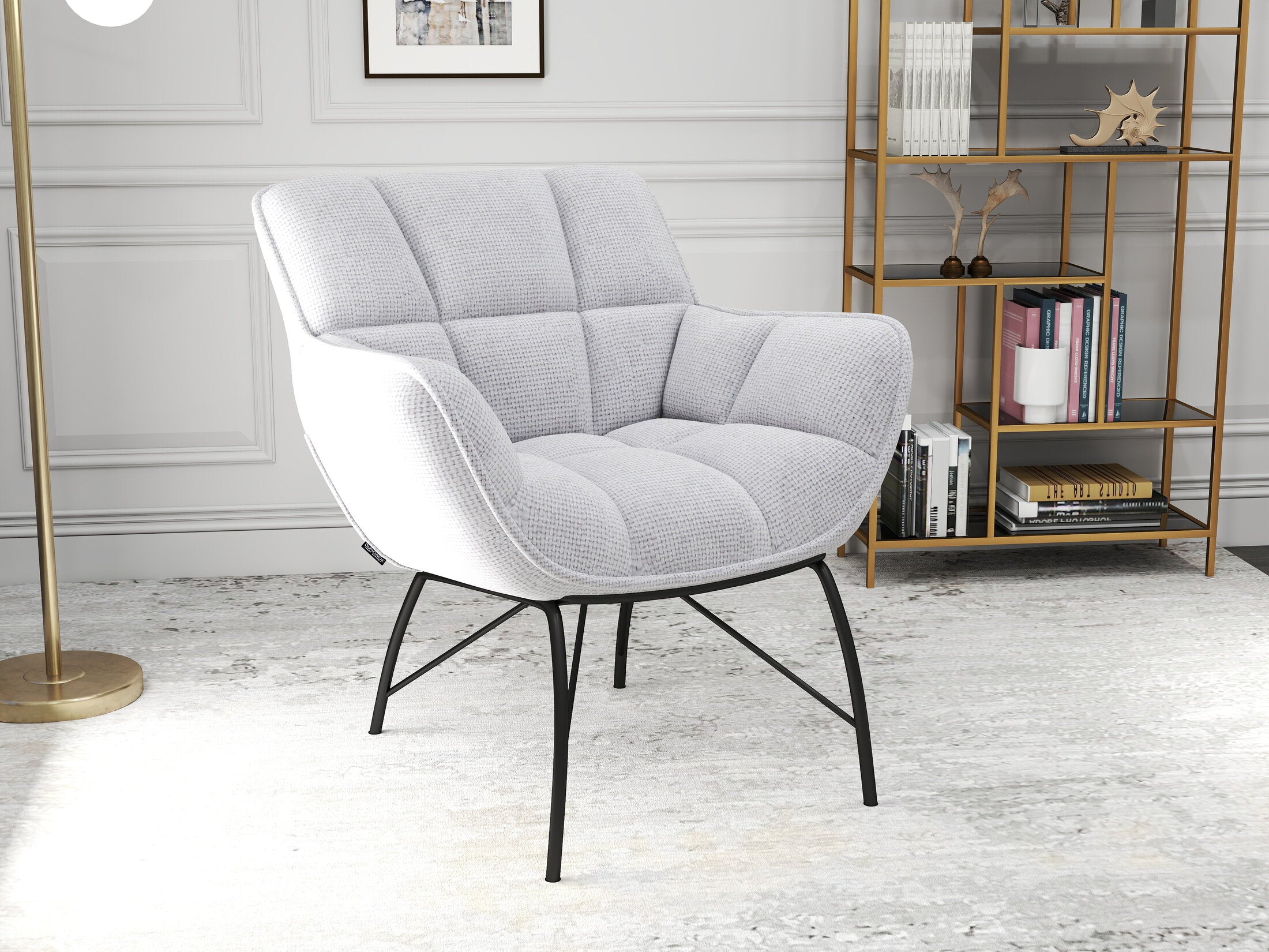 Fotoliu dumonde tapitat Gri modern Sienna 72x79cm