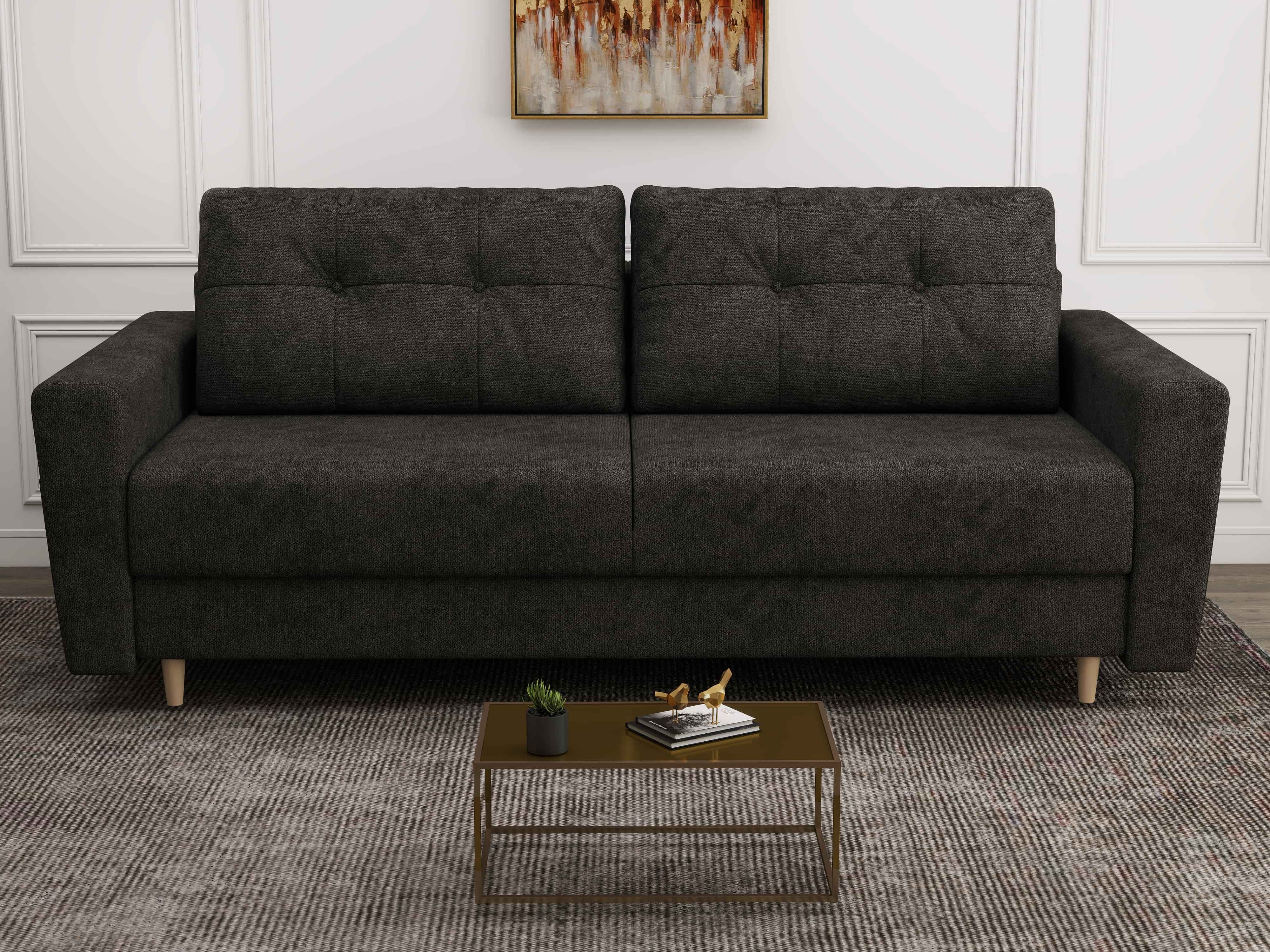 Canapea extensibilă dumonde cu ladă de depozitare si sezut confortabil din spuma HR, Summer Enjoy Negru 225x100 cm