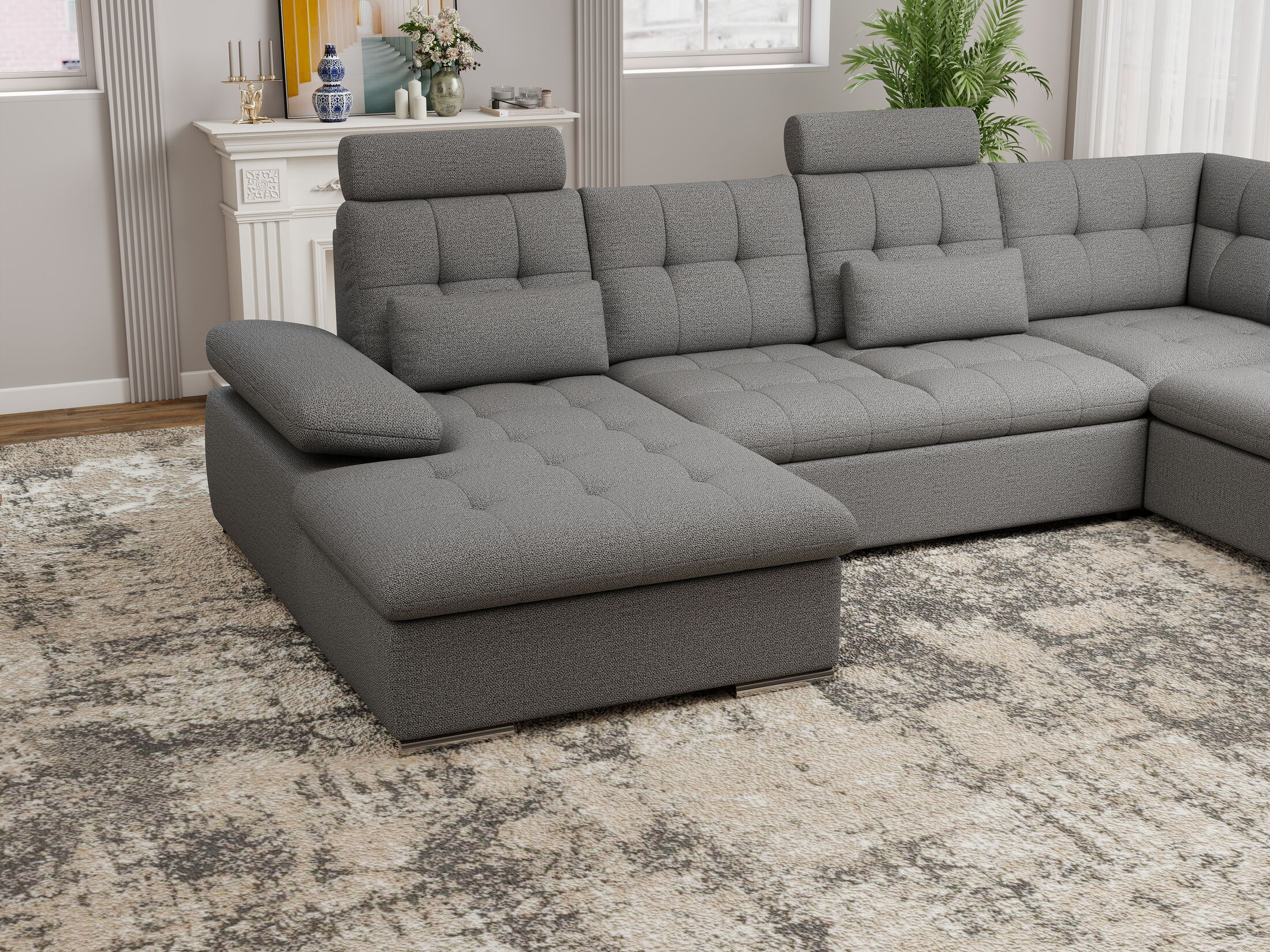 Colțar extensibil dumonde cu ladă de depozitare și șezut confortabil din spumă HR, Merkur U Enjoy Necunoscut 324x218 cm