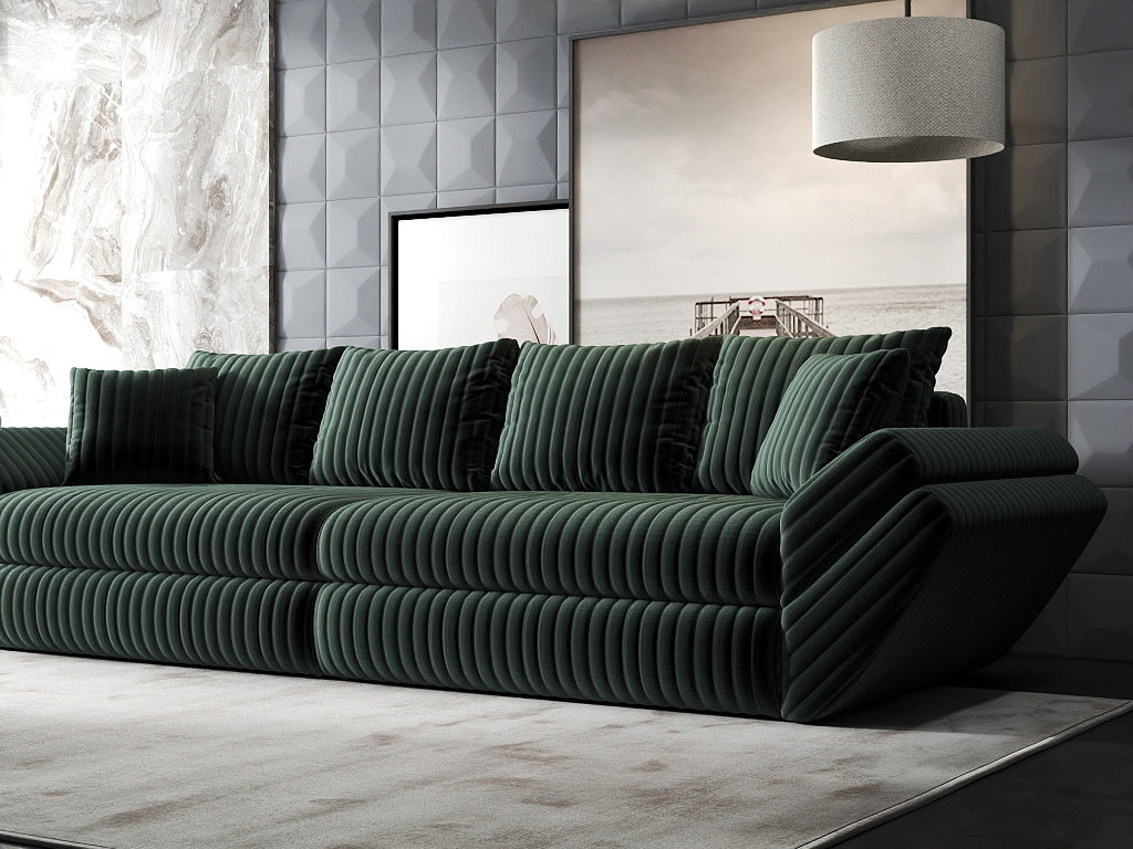 Canapea extensibilă dumonde cu ladă de depozitare si sezut confortabil din spuma HR, Loana Ambience Verde 300x100 cm Fabrica