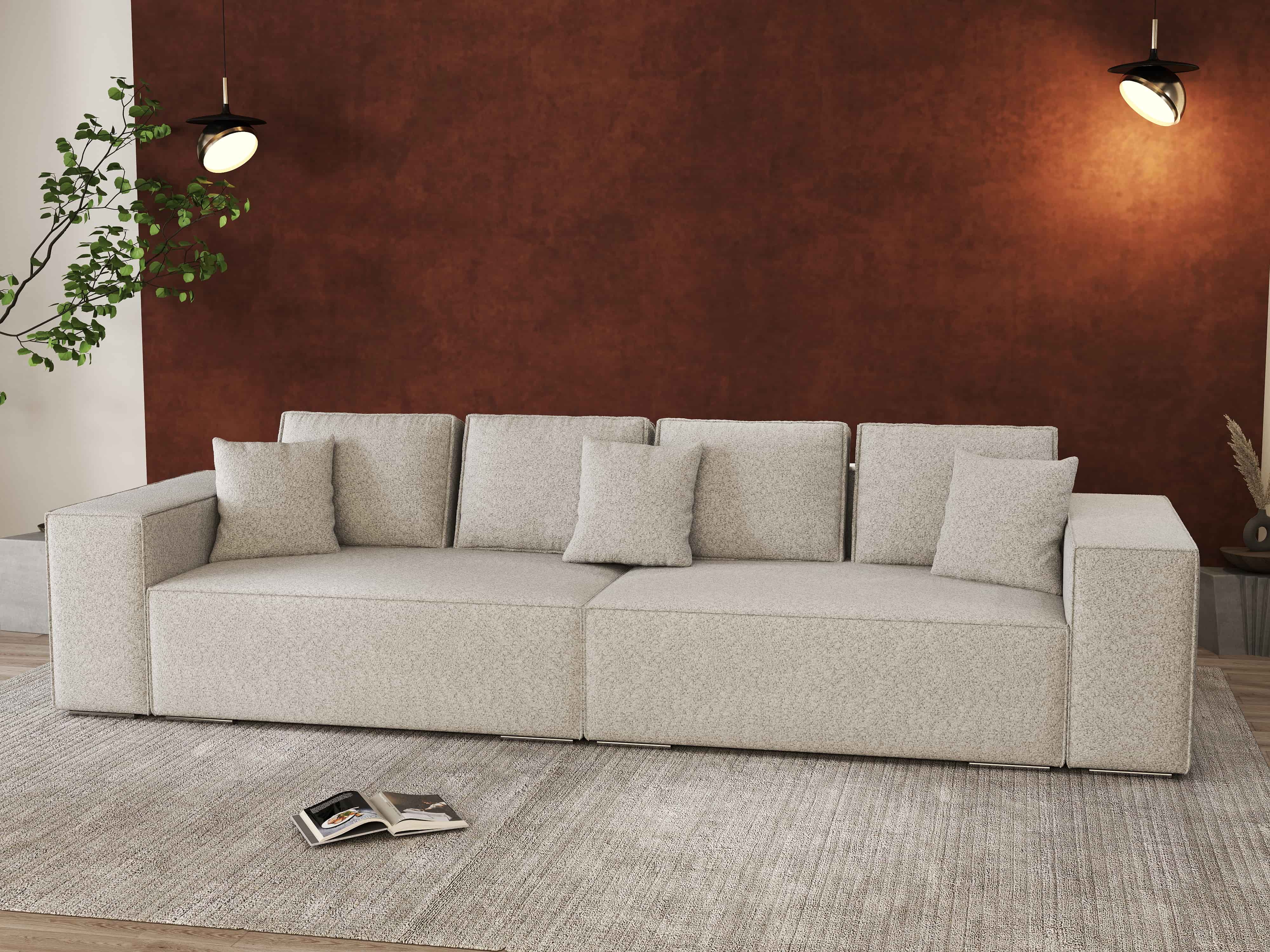 Canapea extensibilă dumonde cu ladă de depozitare si sezut confortabil din spuma HR, Dream Euphoria Dove 310x100 cm Fabrica