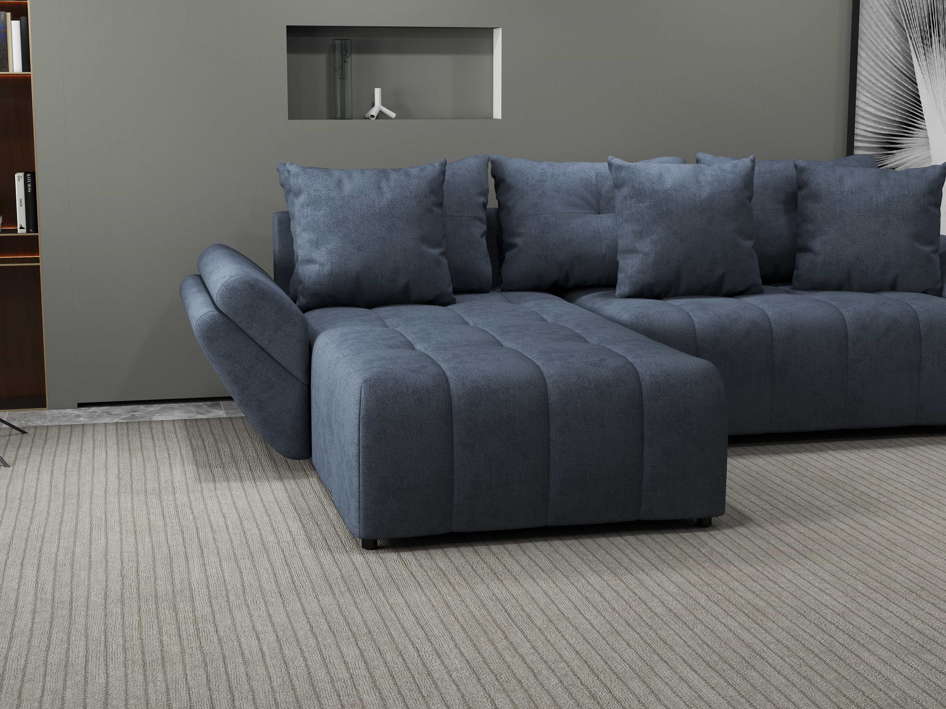 Colțar extensibil dumonde cu ladă de depozitare si sezut confortabil din spuma HR, Berlin Grey 280x185 cm Fabrica