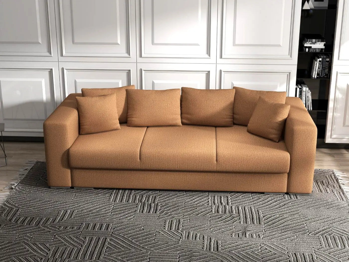 Canapea extensibilă dumonde cu ladă de depozitare si sezut confortabil din spuma HR, Gloria Orange 240x100 cm Fabrica